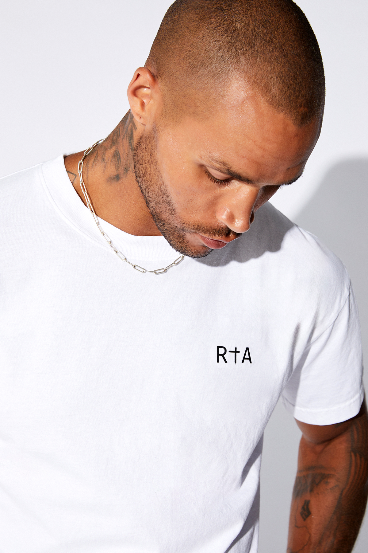 Colin Men's Short Sleeve T-Shirt with White Chest Logo - Casual Comfort Fit for Everyday Wear, Gym, and Outdoor Activities