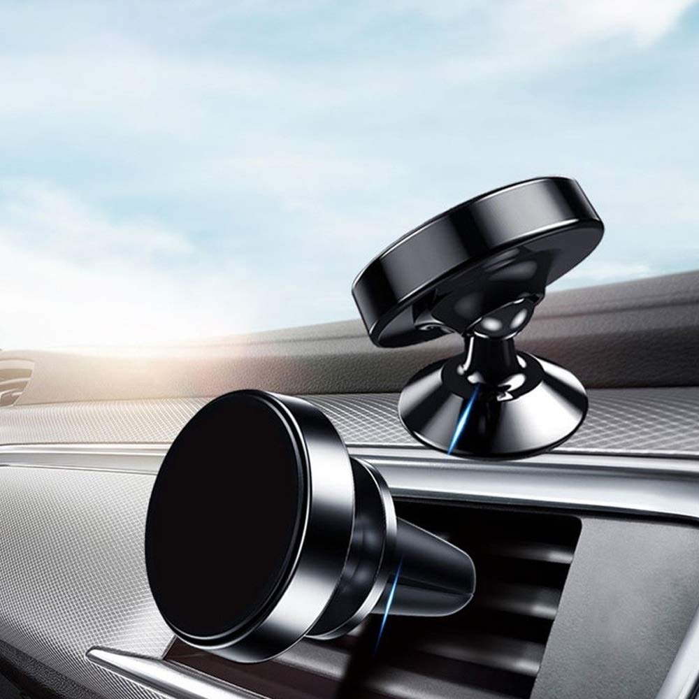 Magnetic Car Phone Holder - Universal Dashboard & Air Vent Mount, Strong Magnet for Secure Phone Grip (Gray) - Perfect for GPS Navigation & Hands-Free Driving