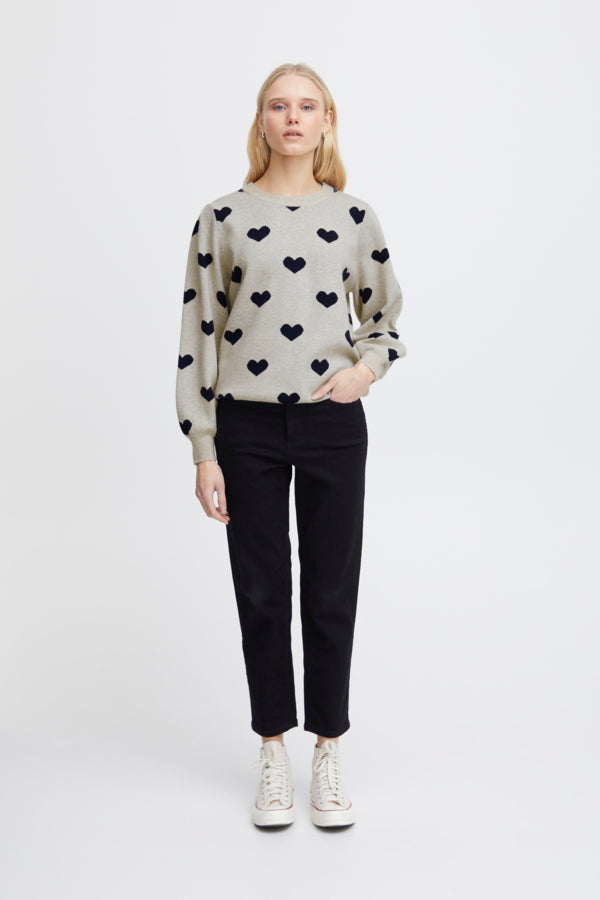 Brielle Jumper Sweater - Navy Blue Heart Knit Pullover for Women | Cozy Winter Fashion, Casual Outfit, Gift Idea