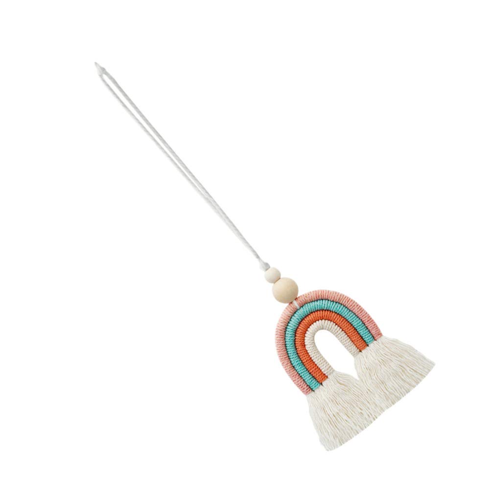 Boho Rainbow Car Charm - Macrame Essential Oil Diffuser for Cars, Rear View Mirror Hanger & Wall Decor | Perfect for Aromatherapy, Home Decor, and Car Accessories