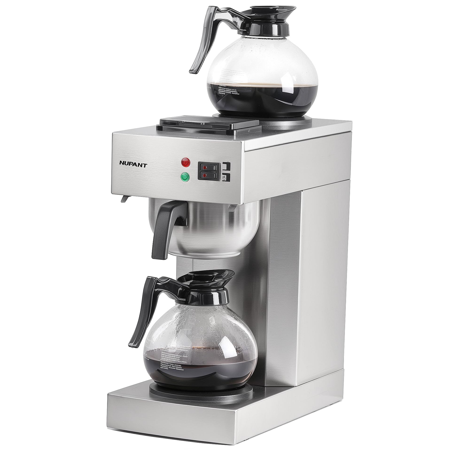 12-Cup Commercial Drip Coffee Maker 1.8L with 2 Glass Carafes & Warming Plates - Stainless Steel Pour Over Coffee Machine for Coffee Bars, Restaurants & Office Break Rooms - Perfect for High Volume Brewing & All-Day Fresh Coffee Service