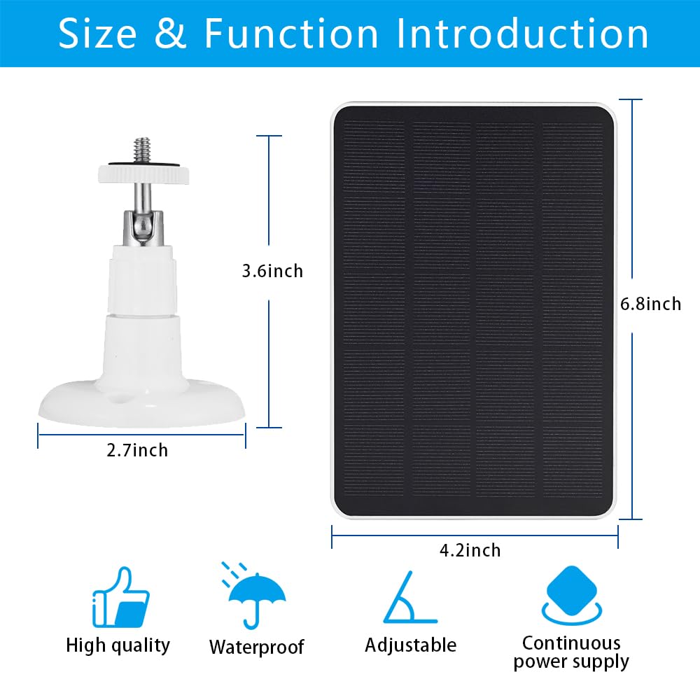 WYZE Battery Cam Pro Solar Panel - 4W Wireless Outdoor Security Camera Solar Charger with 10ft Micro USB & Type C Cable (White) | Weatherproof Solar Power for Continuous Home Surveillance