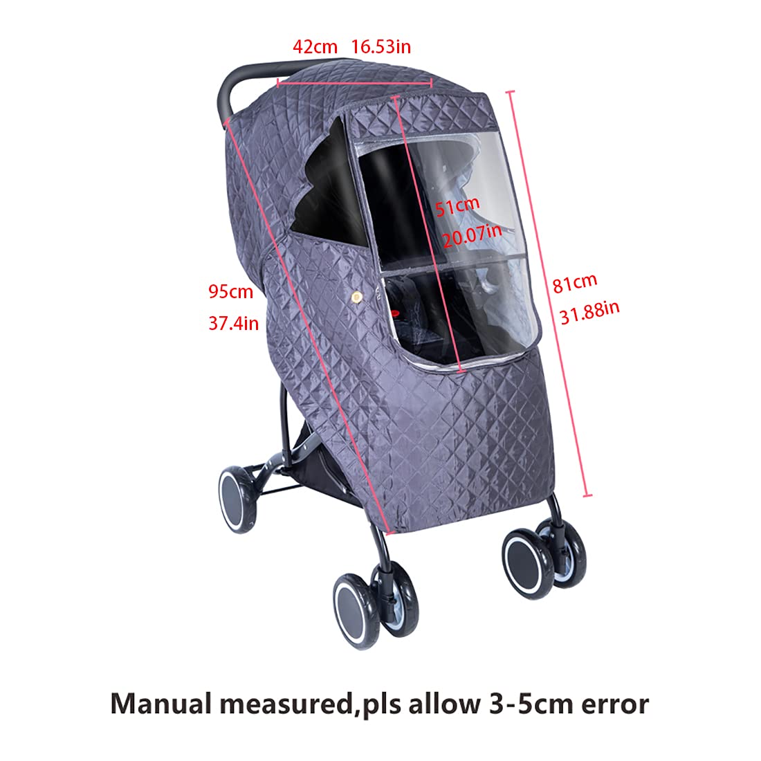 Universal Baby Stroller Rain Cover - Waterproof Winter Weather Shield for Travel Strollers & Pushchairs | Protects from Snow, Wind, Sun & Dust | Dark Gray | Ideal for Cold Weather, Rainy Days & Outdoor Adventures