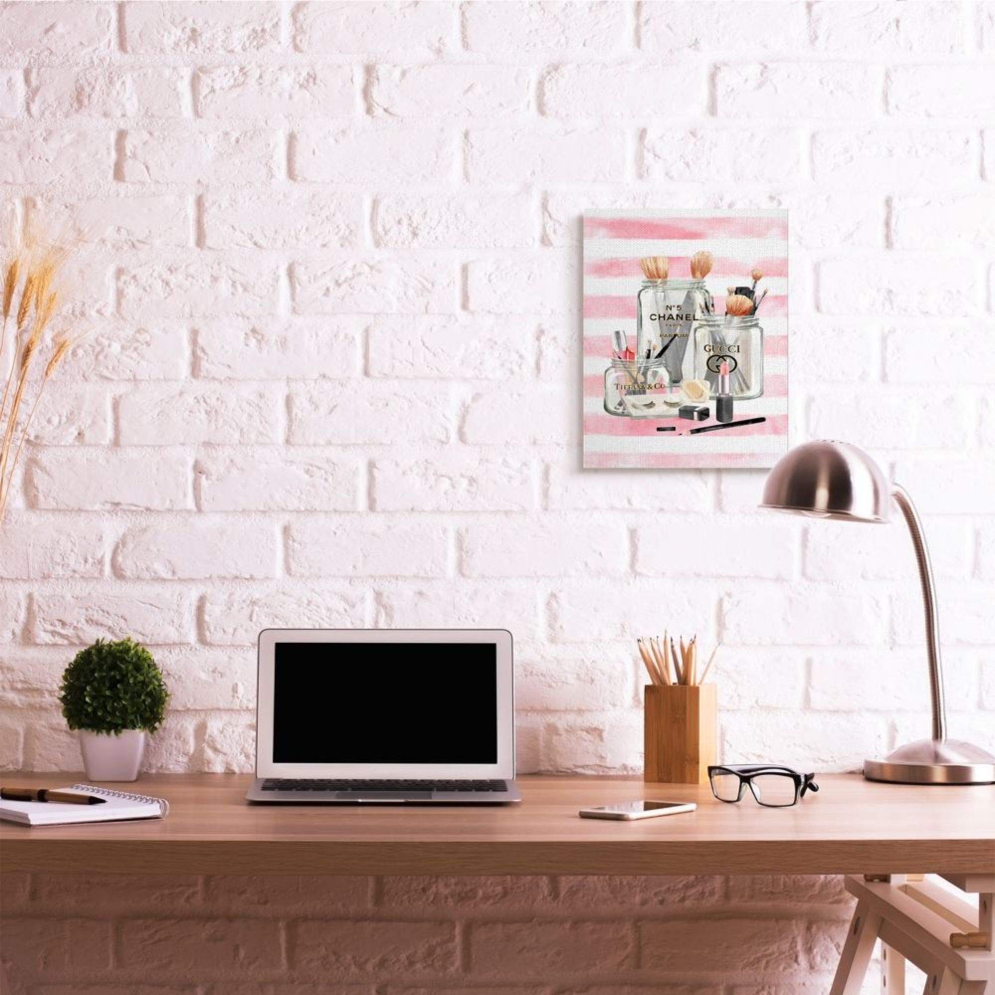 Stupell Industries Fashion Jars & Cosmetic Accessories Pink Stripes Canvas Wall Art by Ziwei Li - 16