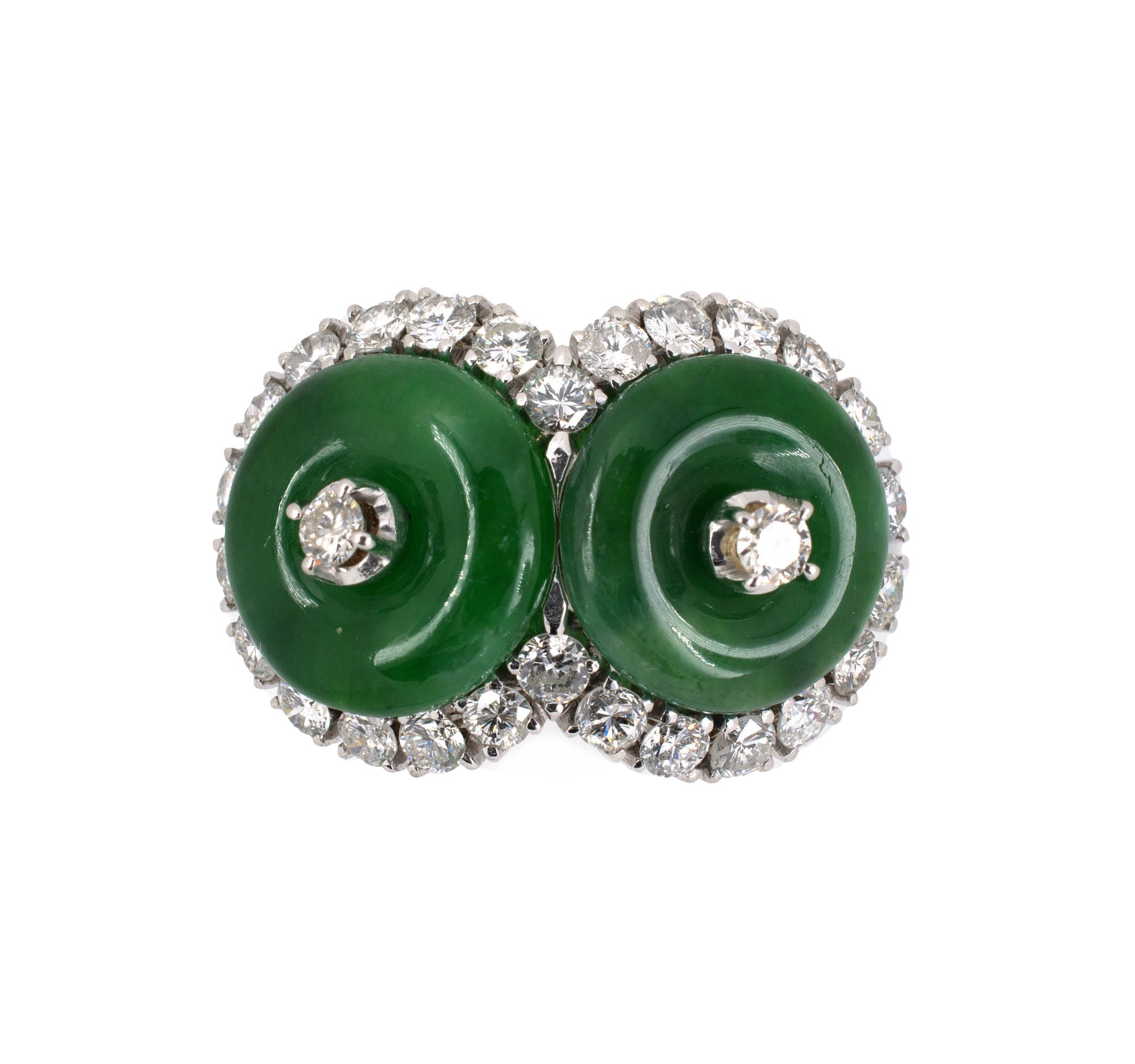 Exquisite Jadeite & Diamond Two Stone Cluster Ring for Women | Elegant Vintage Jewelry for Weddings, Anniversaries & Special Occasions
