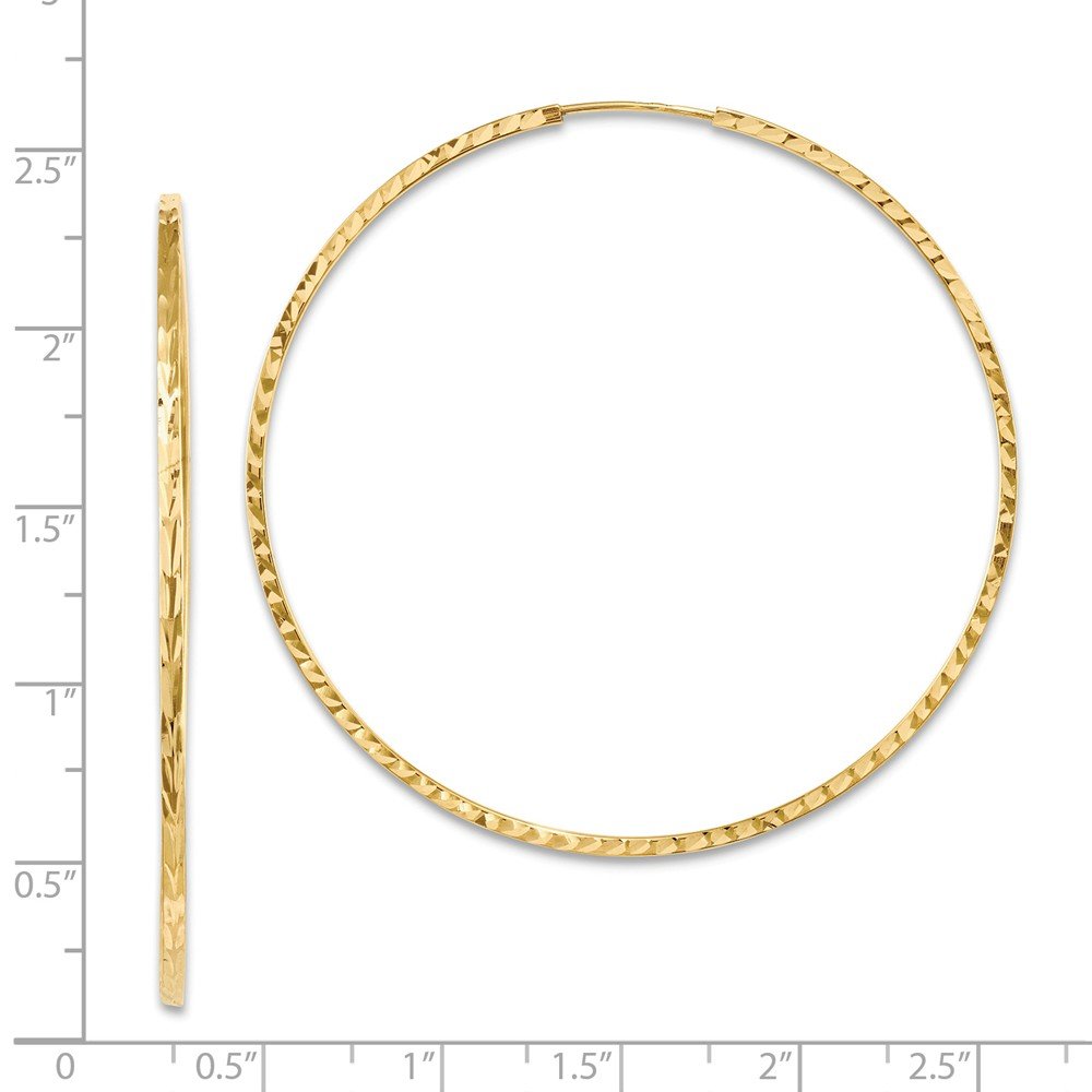 14K Yellow Gold Diamond-Cut Square Tube Endless Hoop Earrings for Women - Elegant & Timeless Jewelry for Everyday Wear, Parties & Special Occasions