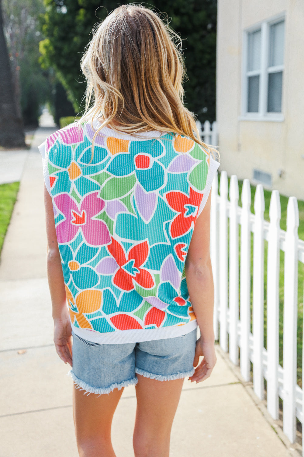 Beautiful You Teal Multicolor Floral Rib Dolman Sleeve Top - Women's Fashion Blouse for Casual Wear, Date Night & Spring Outfits