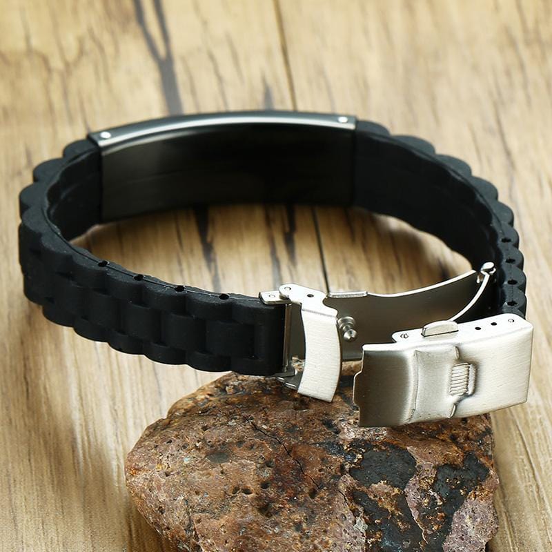 Custom Stainless Steel Black Bracelet for Men - Durable Adjustable Bangle Wristband - Perfect for Gifts, Fashion Accessories & Everyday Wear