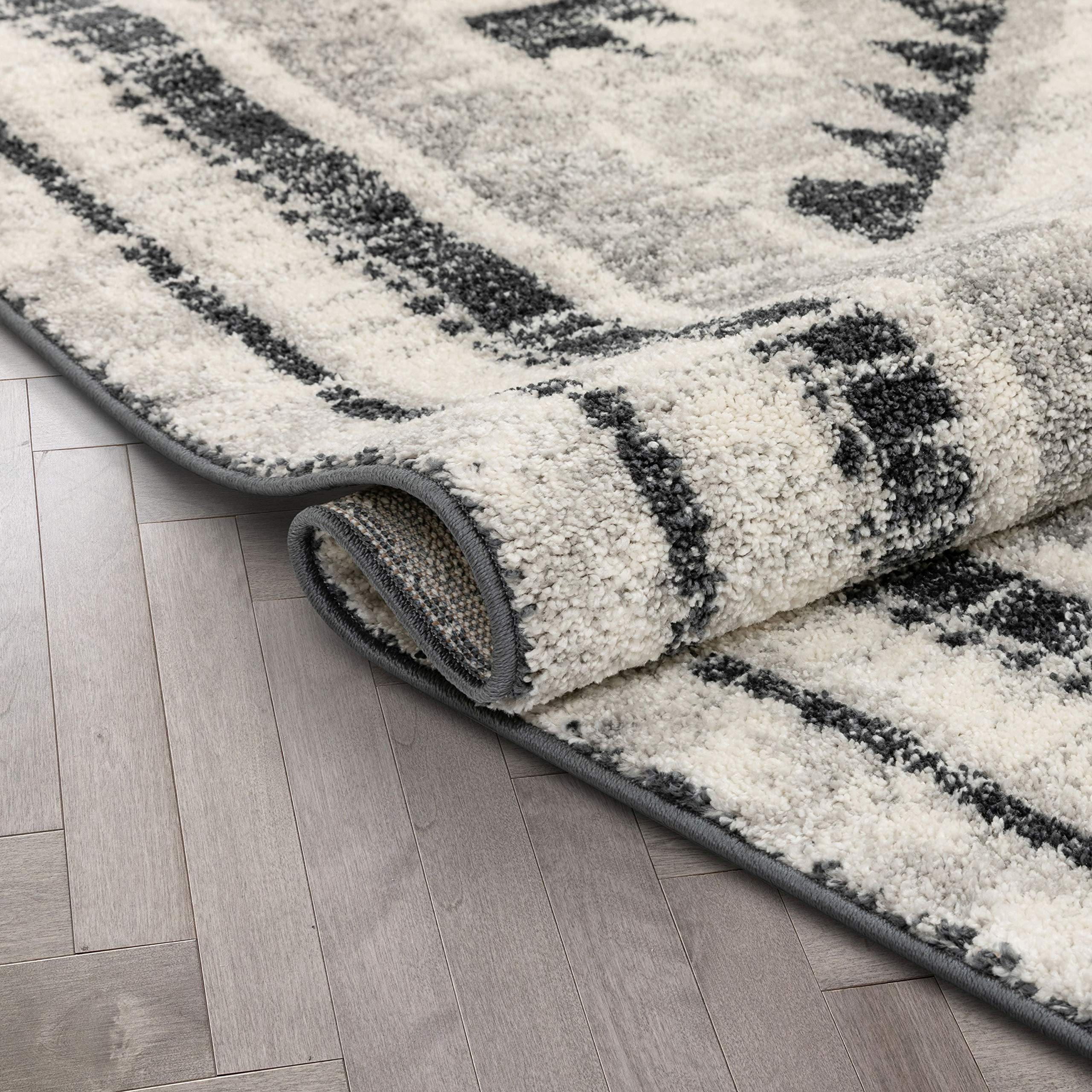 Well Woven Malfi Pisa Aztec Tribal Southwestern Grey Area Rug - Boho Chic Home Decor for Living Room, Bedroom & Office
