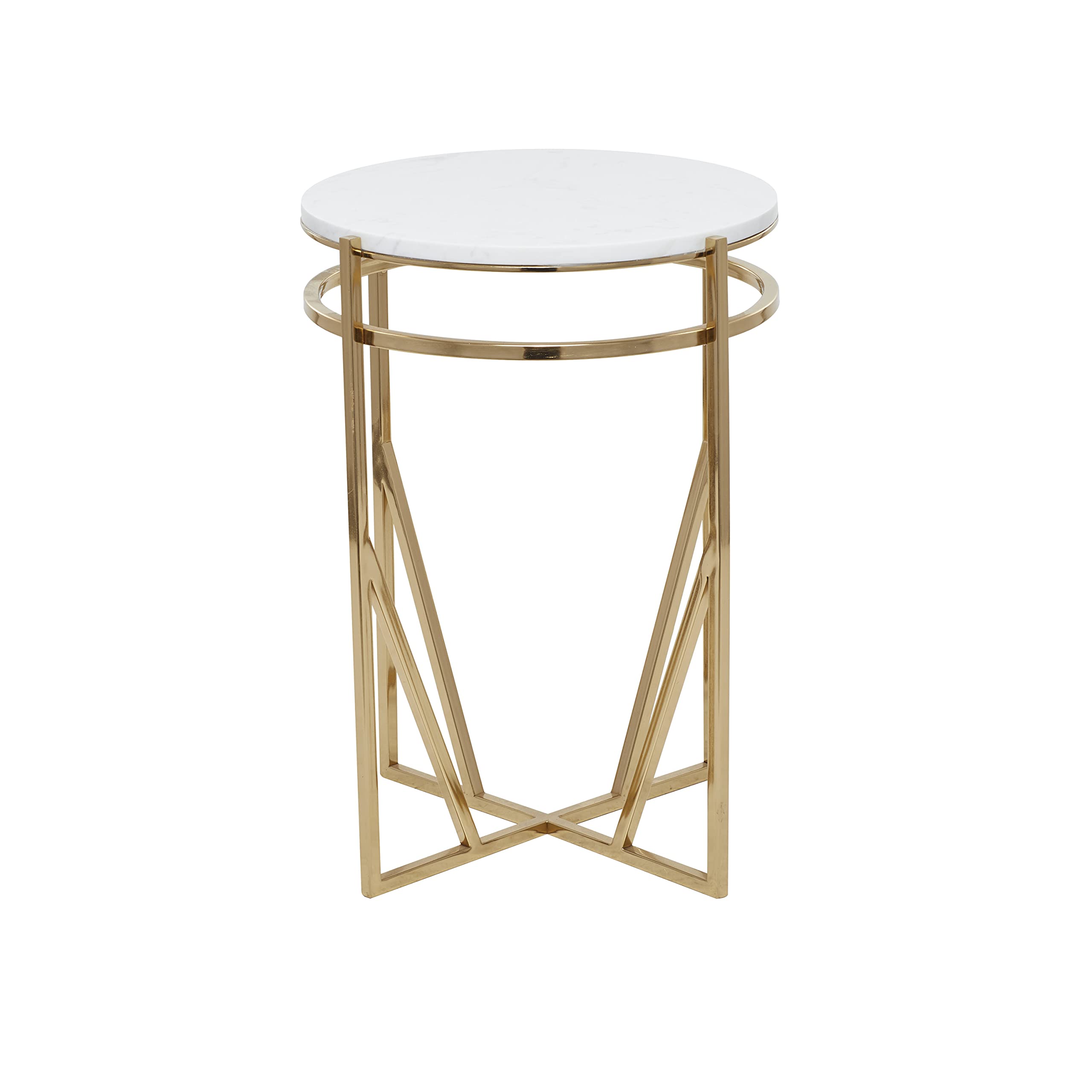 Deco 79 Modern Gold Metal Side Table with Marble Top - 16