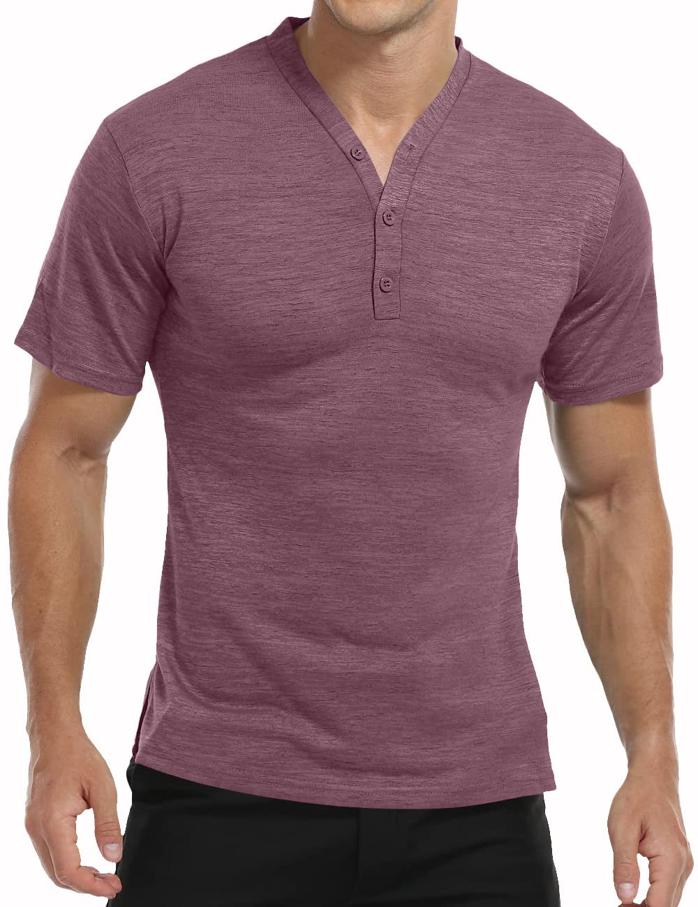 YTD Men's Long & Short Sleeve Henley Shirts - Casual Fashion Beach Yoga Tees - Loose Fit Comfortable Cotton T-Shirts for Outdoor Activities, Gym Workouts & Everyday Wear