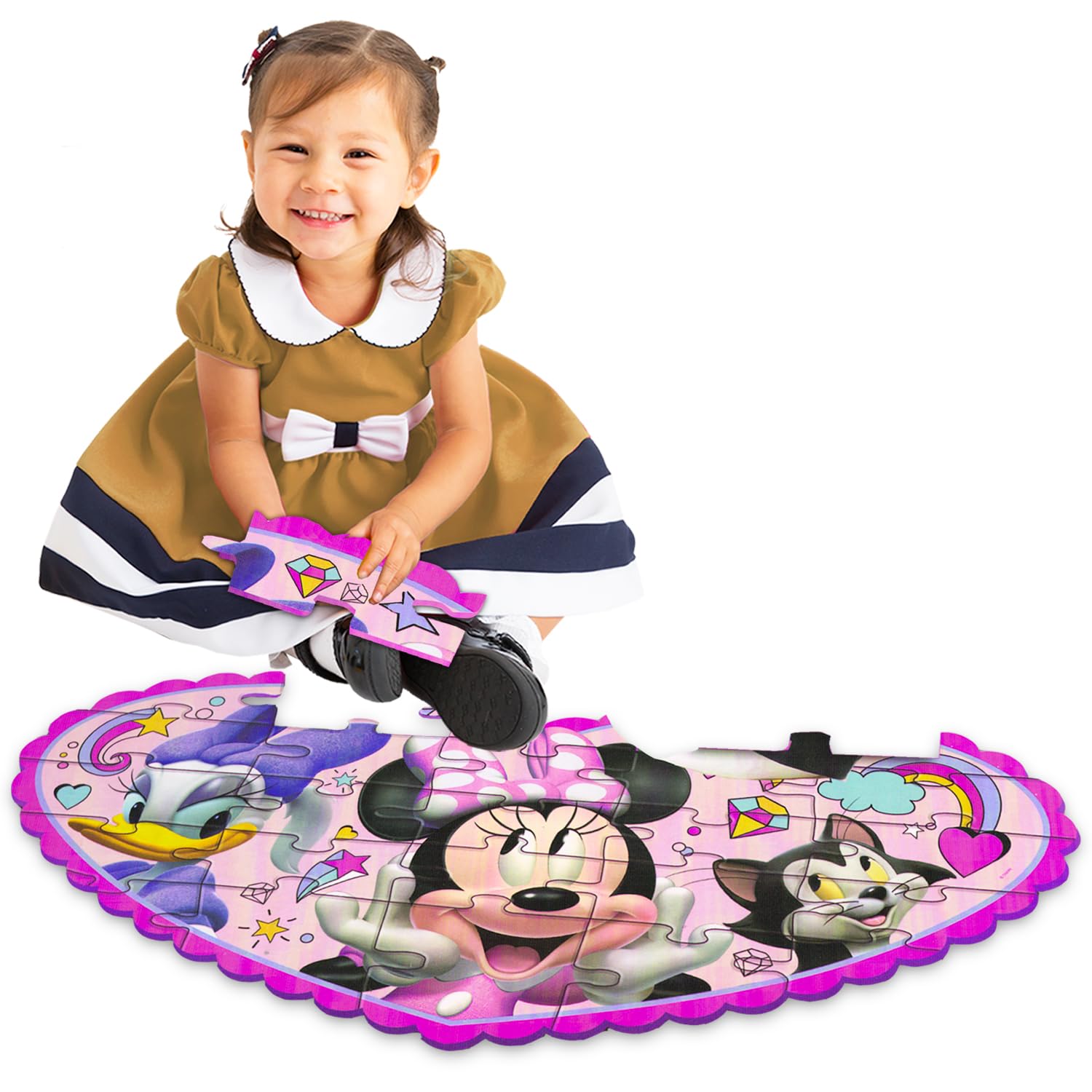 Minnie Mouse 25-Piece Foam Floor Puzzle Set for Kids - Includes Stickers, Tattoos & More | Fun Educational Jigsaw Puzzle for Girls | Perfect for Playrooms, Preschool Learning & Birthday Gifts