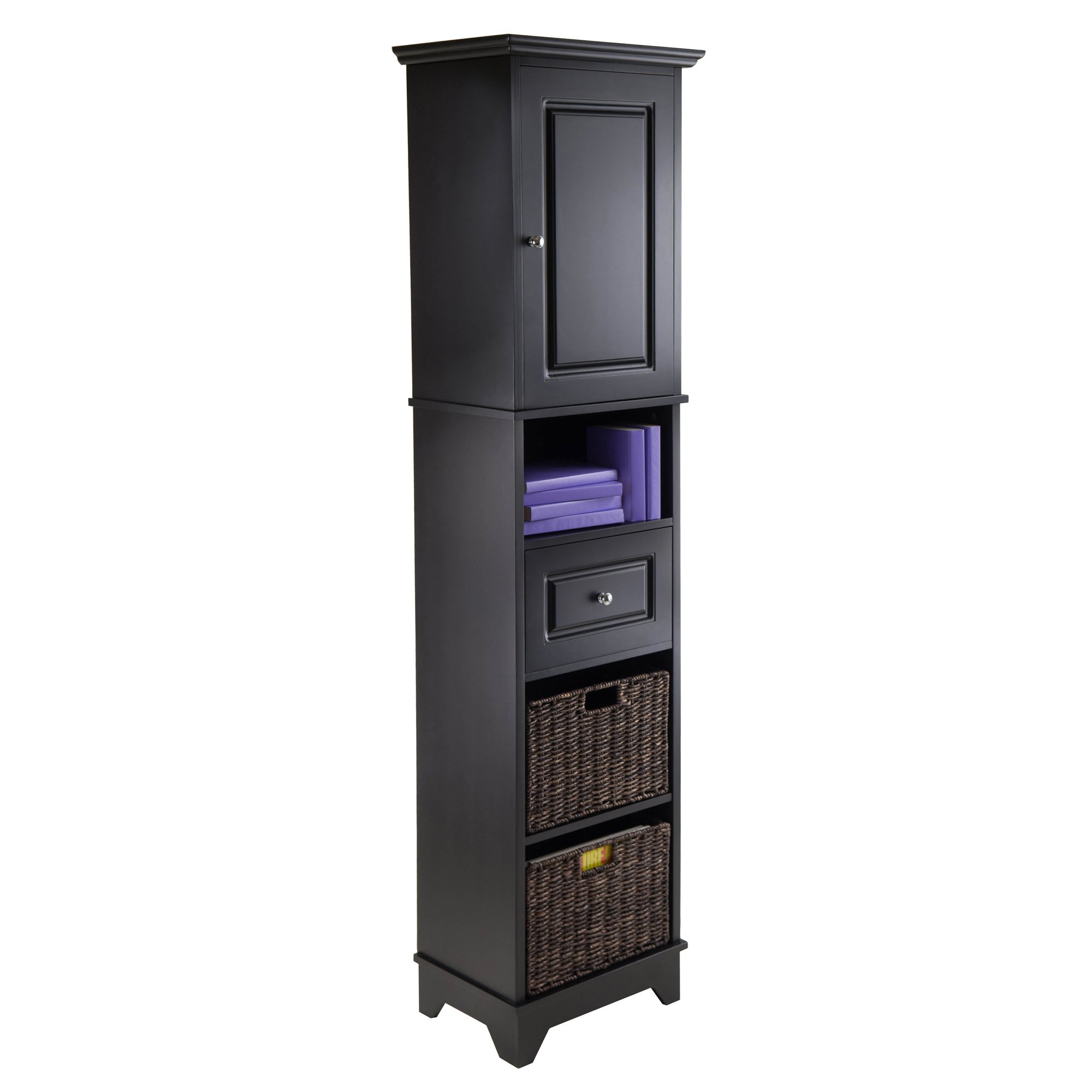 Winsome Wyatt Black Storage Cabinet - Modern Organizer for Home, Office, and Living Room