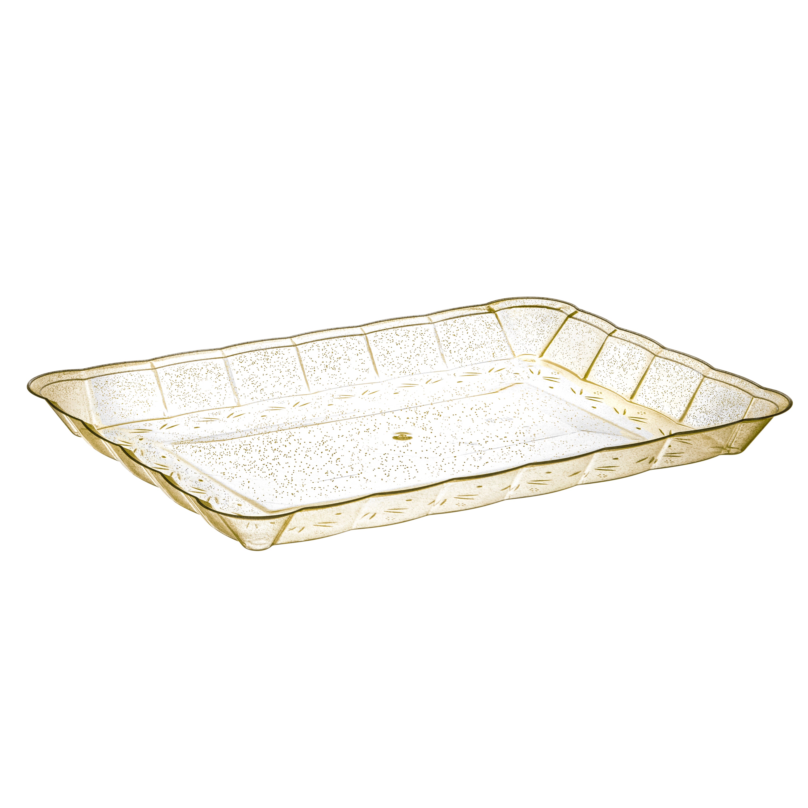 Scalloped Gold Glitter Rectangular Serving Tray Set of 4 - Elegant Party Platter for Weddings, Baby Showers & Home Decor