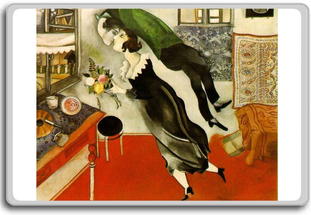 Marc Chagall - Birthday (1915) Classic Art Fridge Magnet | Vintage Fine Art Decor for Kitchen, Office & Gifts | Perfect for Refrigerators, Lockers & Whiteboards