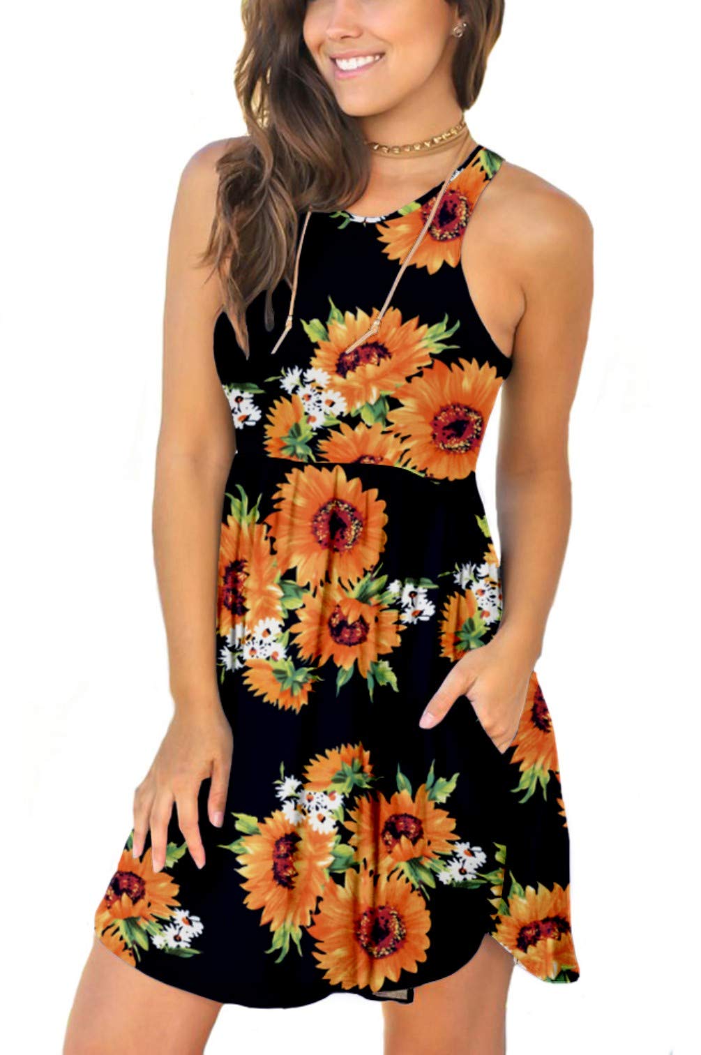 Women's Sleeveless Loose Casual Short Dress with Pockets - Plain Summer Sundress for Beach, Vacation & Everyday Wear