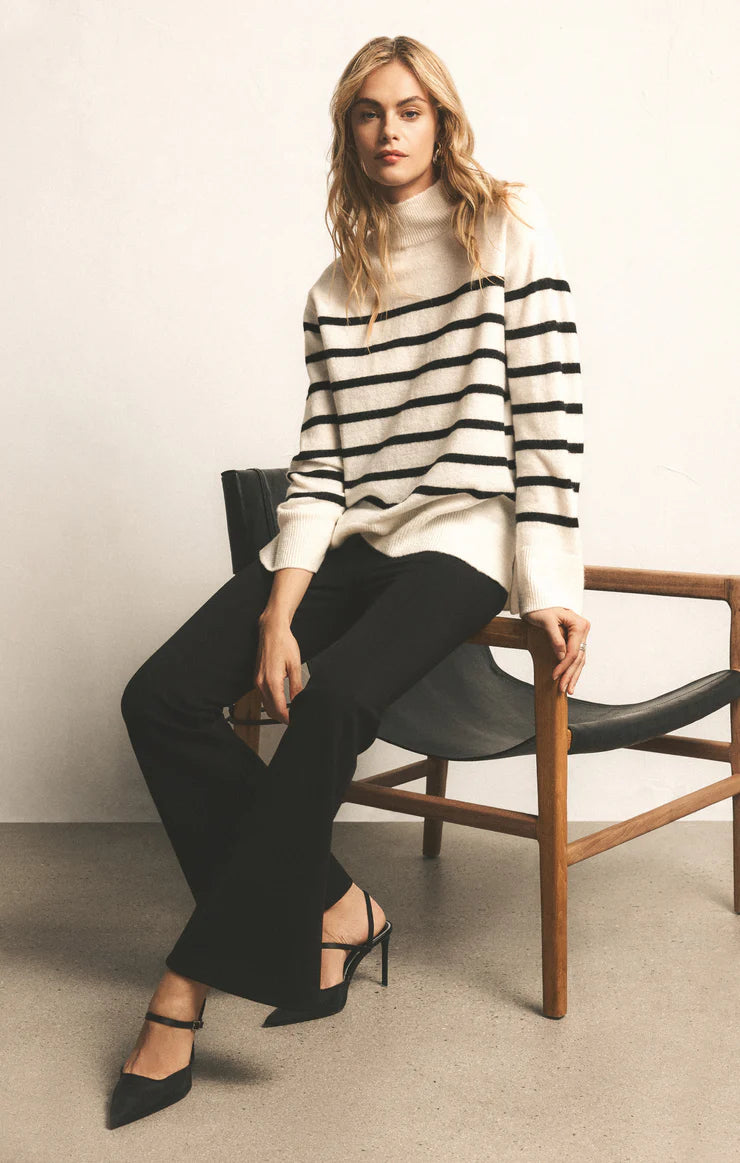 Z Supply Fin Stripe Sweater - Women's Casual Knit Pullover for Fall & Winter | Cozy Office Wear & Weekend Outfits