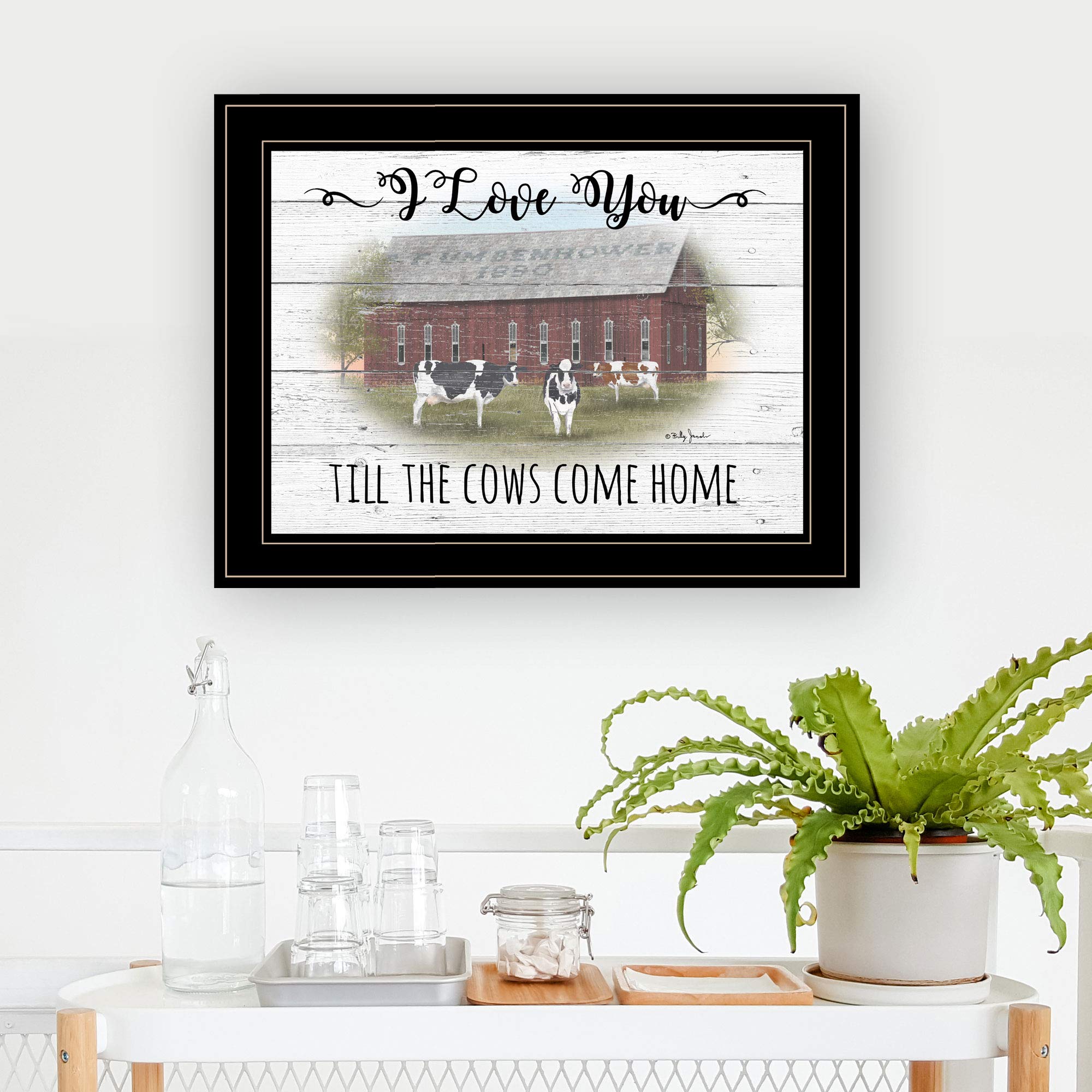 I Love You Till The Cows Come Home Farmhouse Wall Art - 19x15 Inch Rustic Brown Wooden Sign - Perfect for Living Room, Bedroom & Country Home Decor