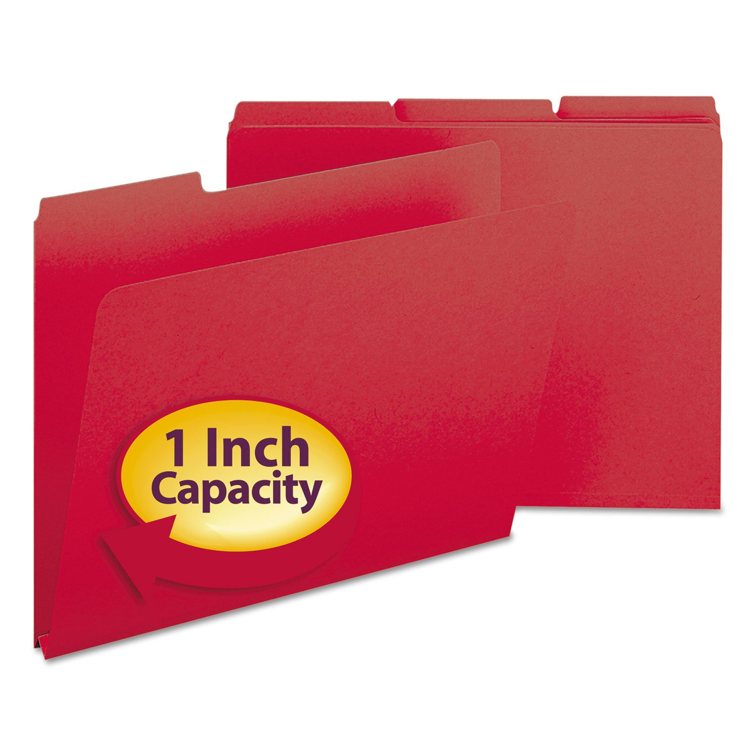 Smead 21538 1-Inch Expansion Recycled File Folders - 1/3 Top Tab Letter Size, Bright Red (25/Box) - Perfect for Office Organization, Document Storage & Filing Systems