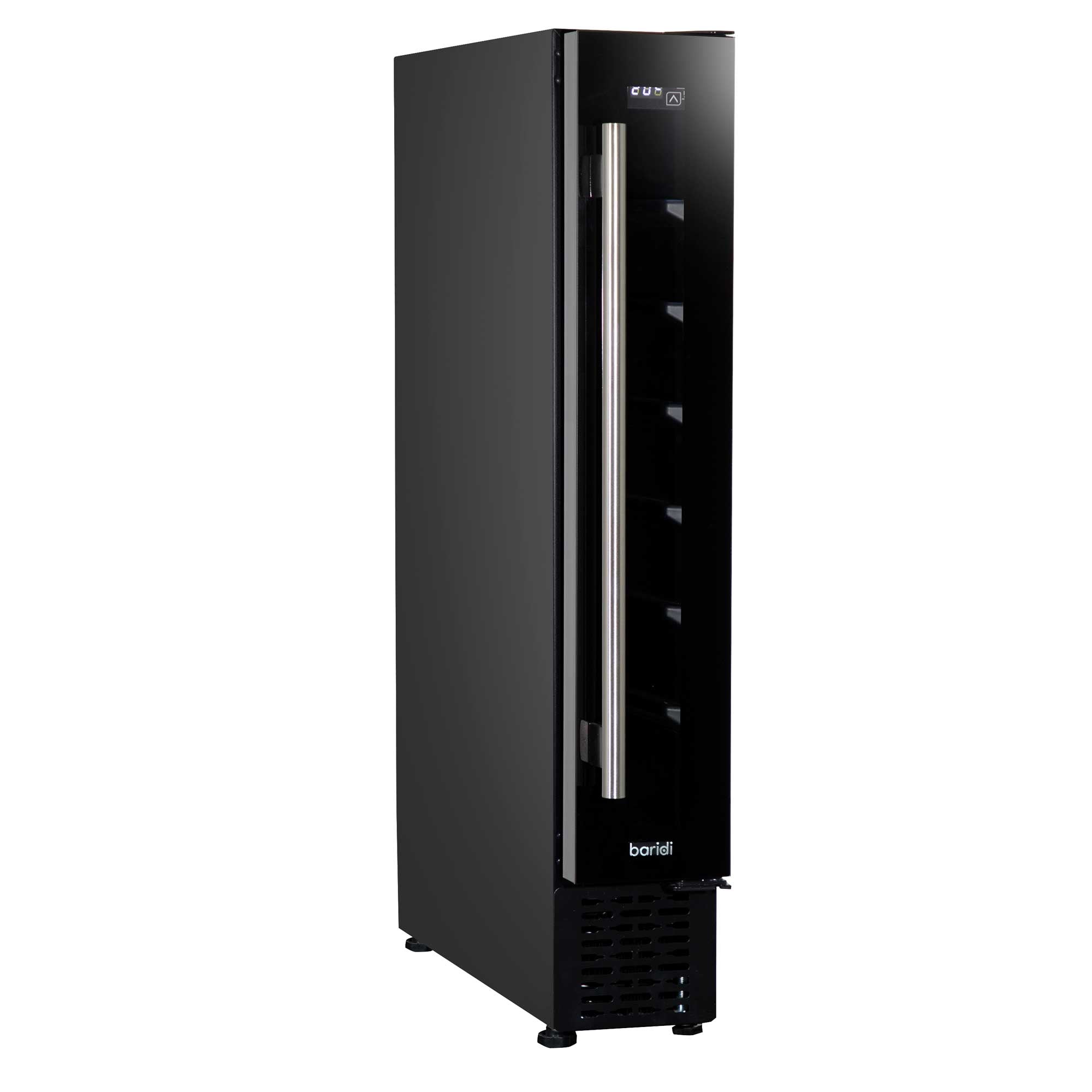 Baridi 7 Bottle 15cm Slim Wine Cooler with Digital Touch Screen Controls - Black (DH76) | Compact Wine Fridge for Kitchen, Bar, Office & Small Spaces | Energy Efficient Cooling for Red & White Wines