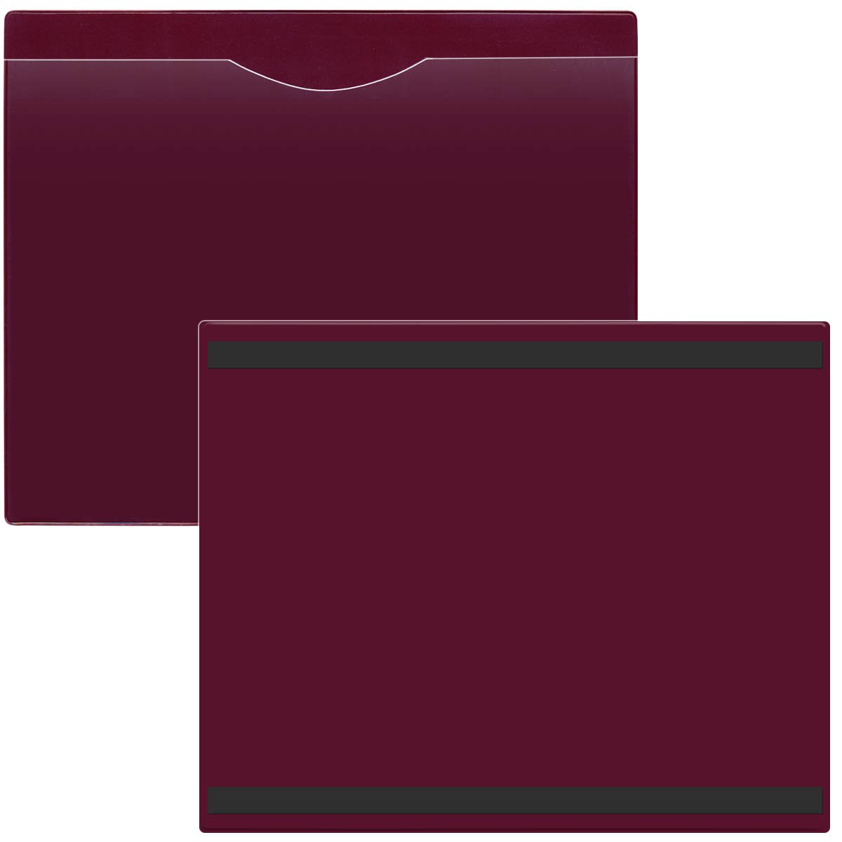 StoreSMART Magnetic File Jackets 50-Pack - Heavy Duty Clear Front & Maroon Plastic Back - Secure Document Organizer for Office, School, or Home Filing Systems