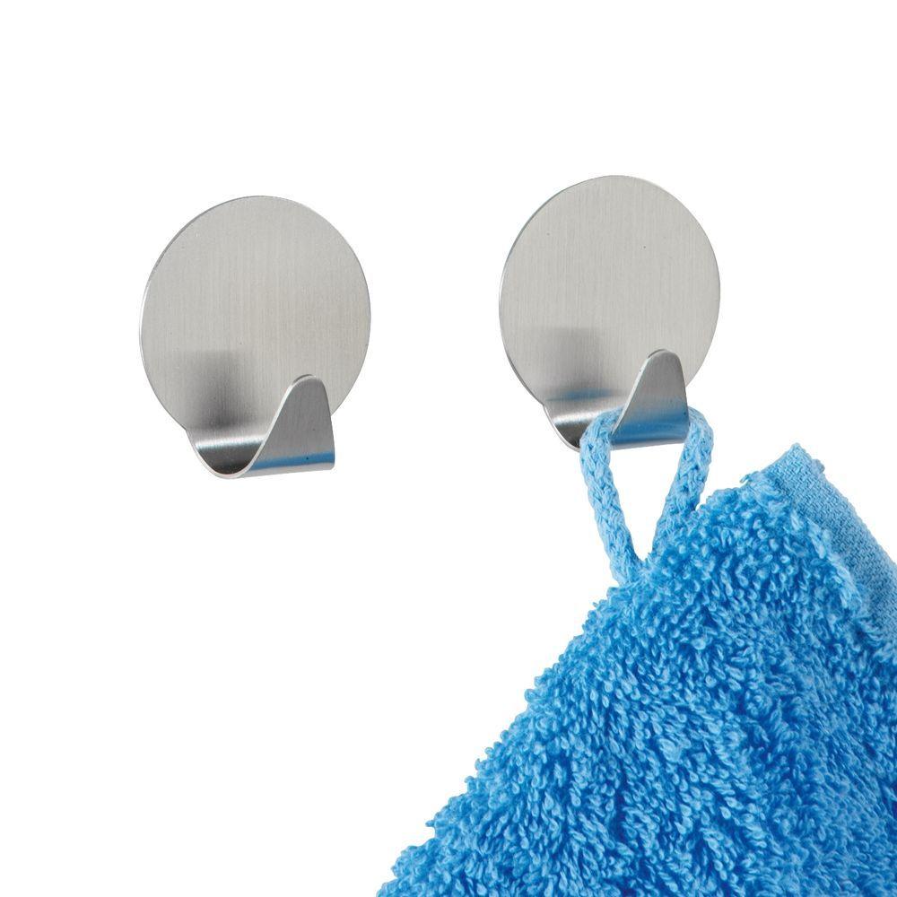Turbo Lock Waterproof Round Hooks 2 Pack - Matte Steel Hanging Hooks for Bathroom, Kitchen, Garage & Outdoor Use - Heavy Duty Rustproof Wall Hooks for Towels, Keys, Coats & Decor