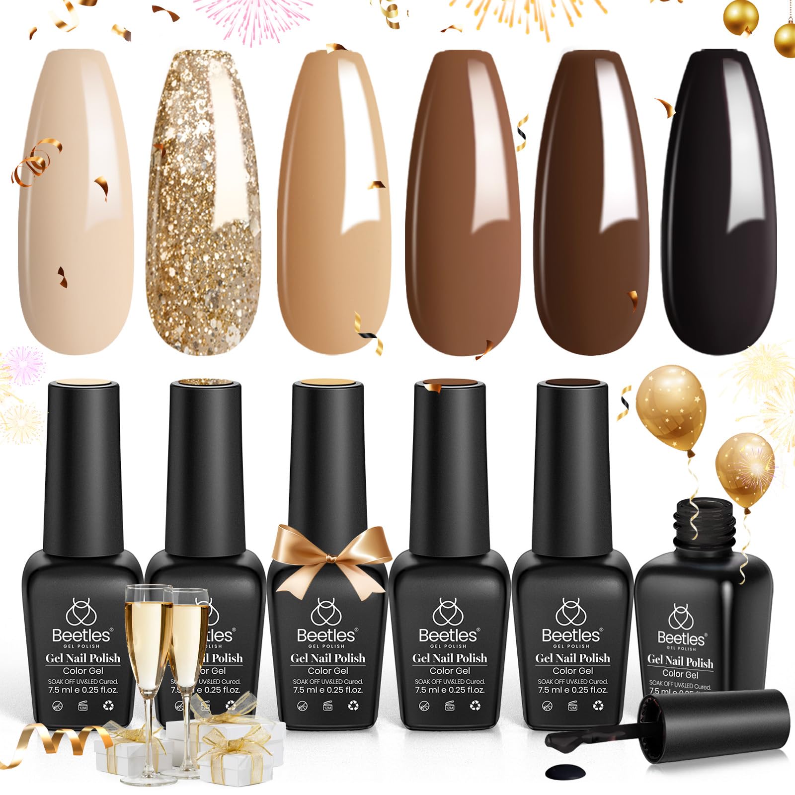 Beetles Gel Nail Polish Kit - 6 Colors for Manicure & Nail Art Gifts
