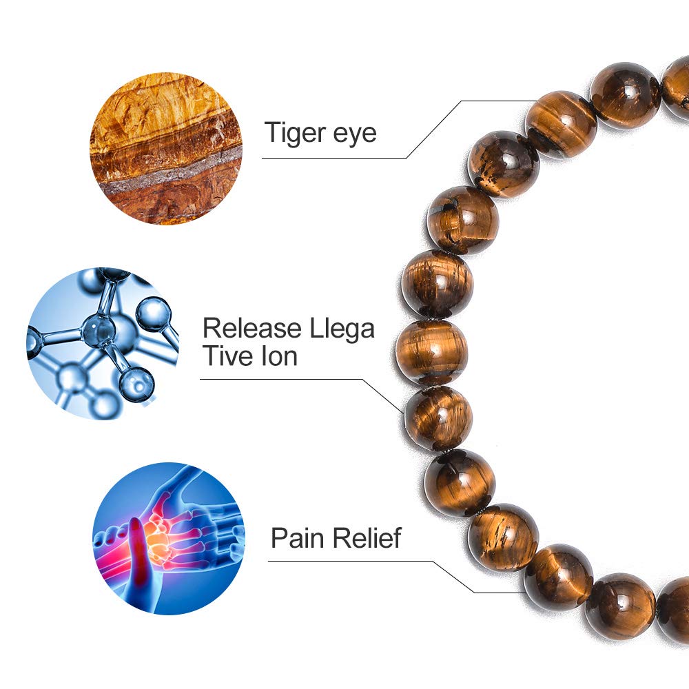 Tiger Eye & Lava Rock Men's Bracelet - 8mm Adjustable Anxiety Relief Stone, Aromatherapy Essential Oil Diffuser, Stress Reducing Gift for Him - Perfect for Meditation, Yoga & Daily Wear