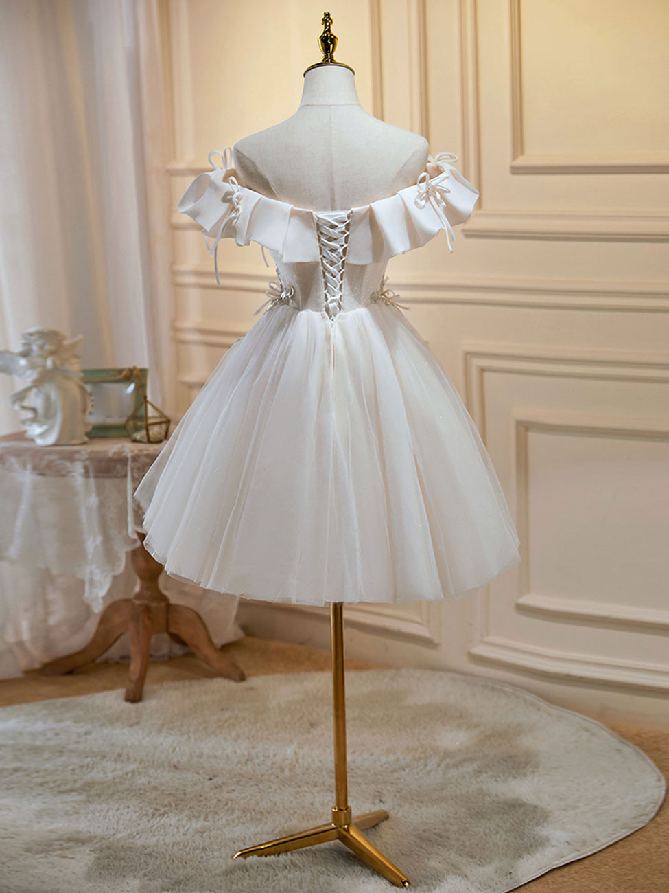 Mini/Short Light Champagne Prom Dress - Elegant Puffy Homecoming Dresses for Teens, Party & Special Occasions | Perfect for Dances, Weddings & Formal Events