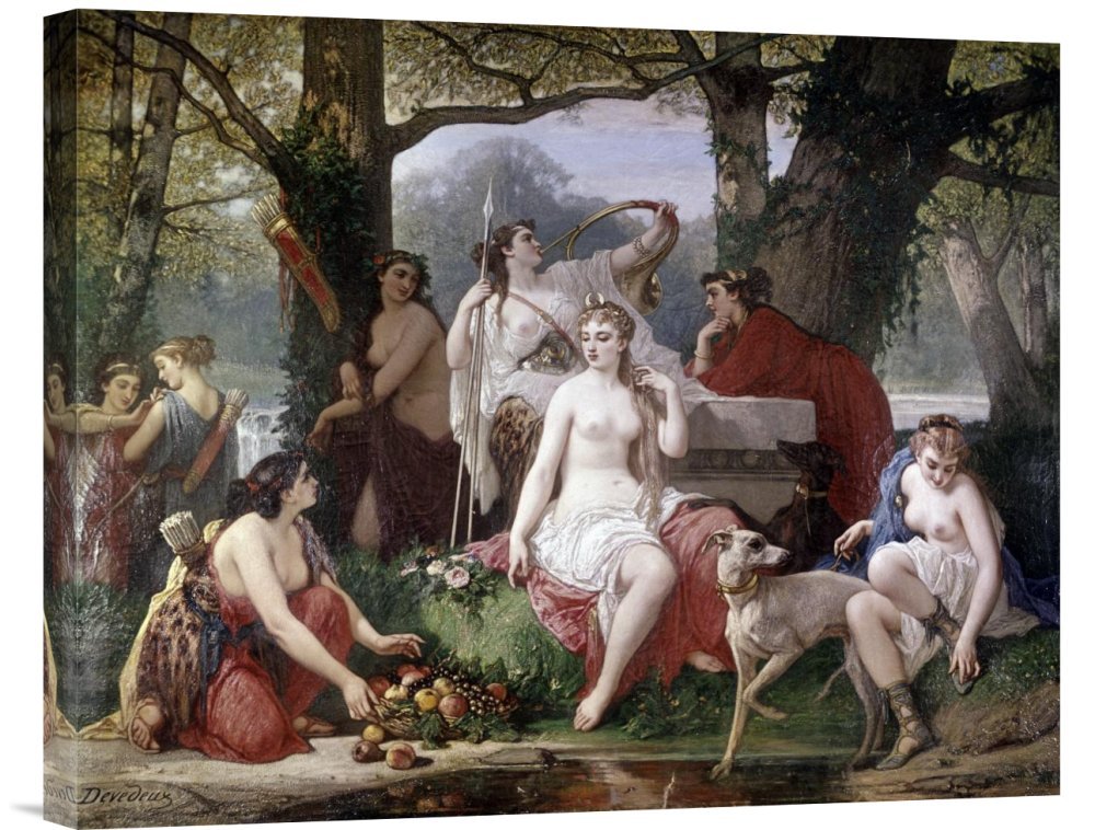 Louis Devedeux Diana's Bath Gallery Wrap Giclee Canvas Wall Art Print - Premium Handmade Home Decor for Living Room, Bedroom & Office - 22x14 Inches Framed Painting