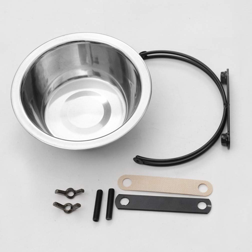 STOBOK Stainless Steel Hanging Pet Bowls - 150ml Large Feeder Dishes for Dogs, Cats, Birds & Parrots - Cage Kennel Crate Mountable Food & Water Bowls - Perfect for Travel, Camping & Outdoor Use - Silver