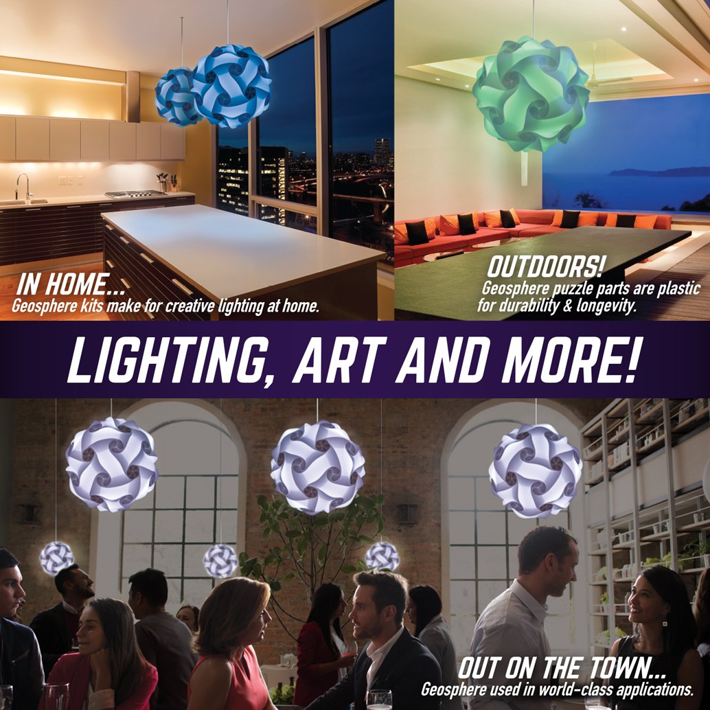 Geosphere White 3D Puzzle Lamp with LED Bulb & Remote Control - 12