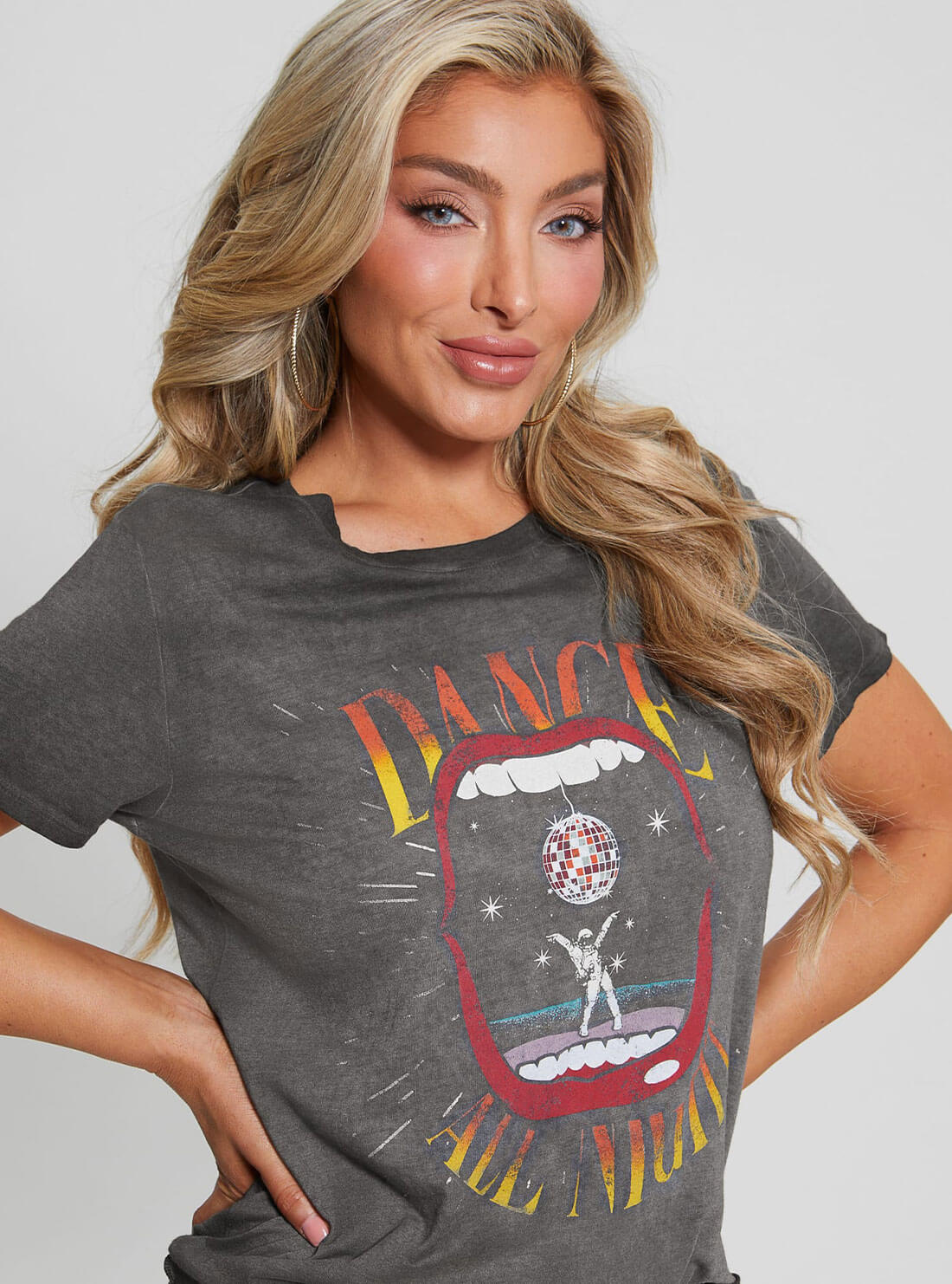 Grey Dance All Night Graphic T-Shirt - Stylish & Comfortable Cotton Tee for Concerts, Parties & Casual Wear