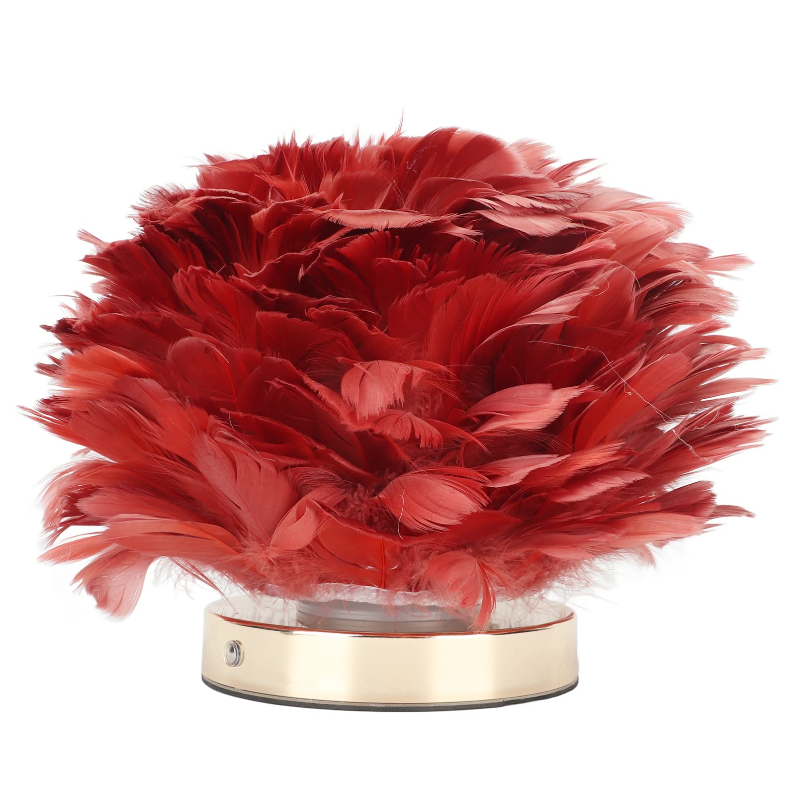 BEIJIALY Feather Table Lamp - USB Charging, Touch Control, Stepless Dimming LED Night Light for Bedroom, Living Room, Cafe & Office (Burgundy) - Perfect for Reading, Relaxing & Creating Cozy Ambiance