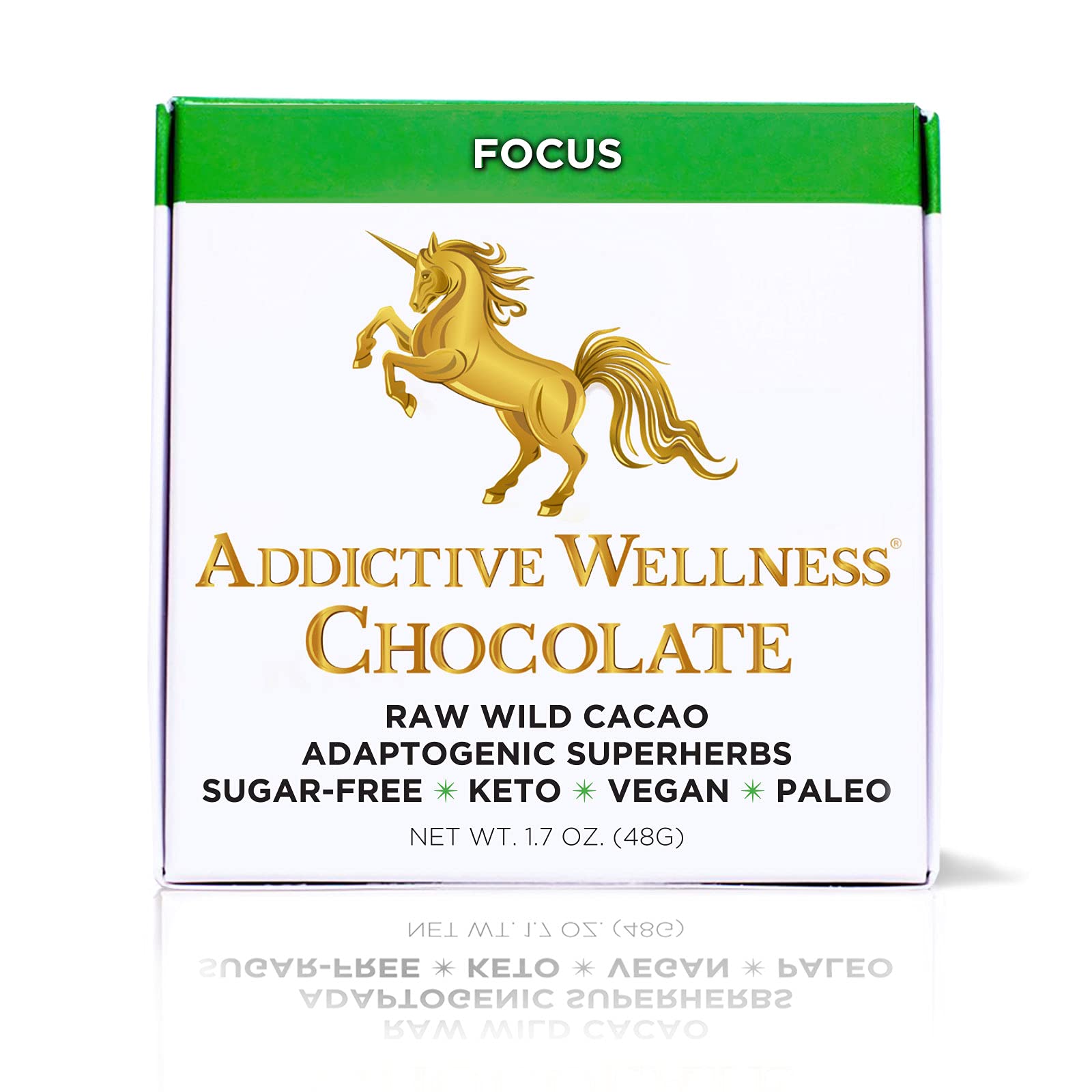 Addictive Wellness Sugar-Free Raw FOCUS Chocolate Bars - 12 Pack | Vegan, Paleo, Keto Friendly | Superfoods & Superherbs Infused | Perfect for Studying, Work Focus & Healthy Snacking