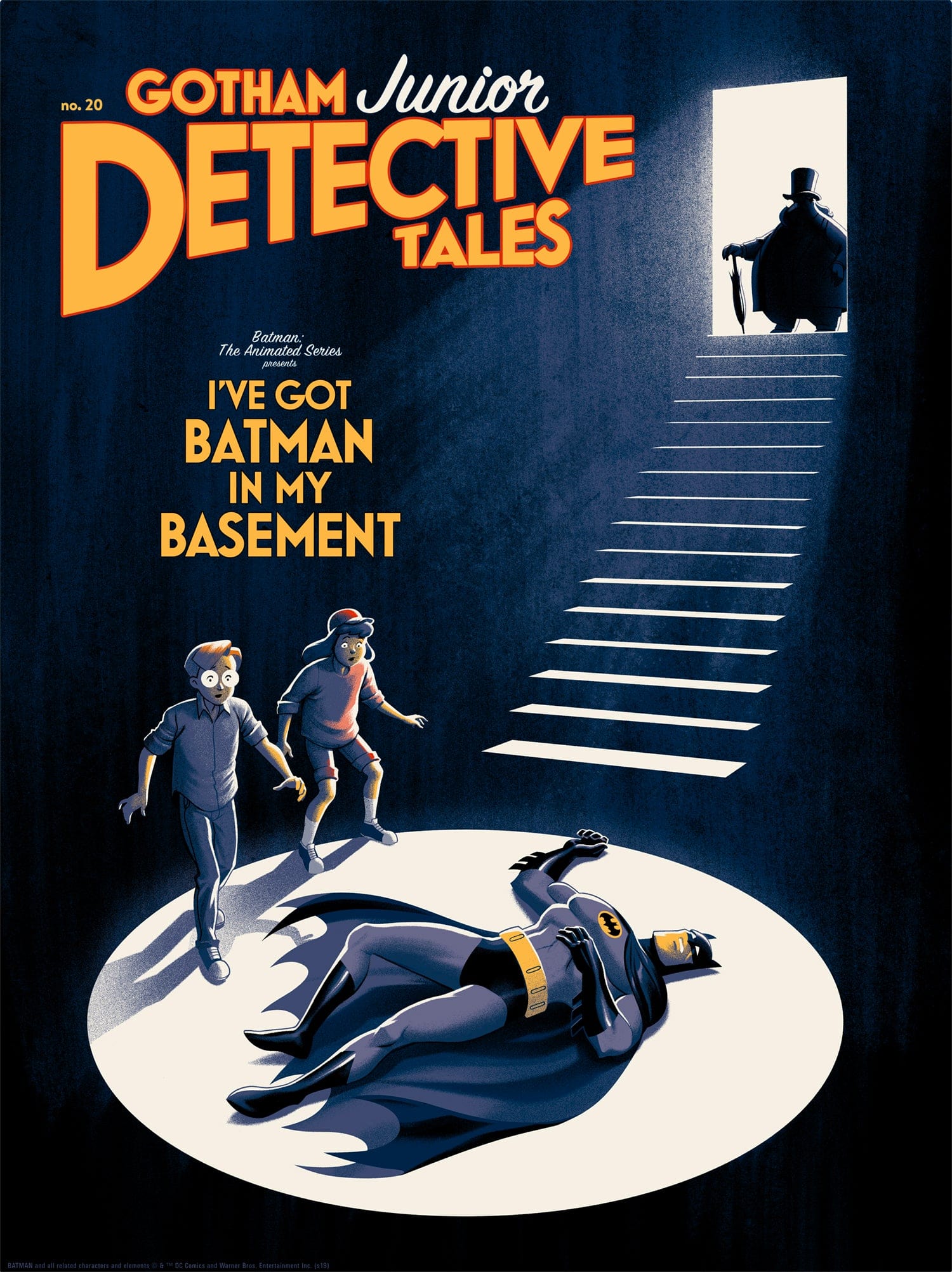 Batman: The Animated Series 'I've Got Batman In My Basement' Screen Printed Poster - Vintage DC Comics Wall Art for Home, Office & Man Cave Decor