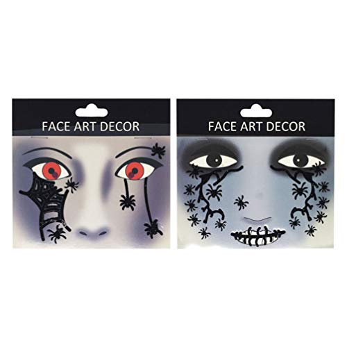 Minkissy Glitter Spider Face Stickers - Halloween & Day of The Dead Makeup for Women & Girls - Party & Costume Decoration