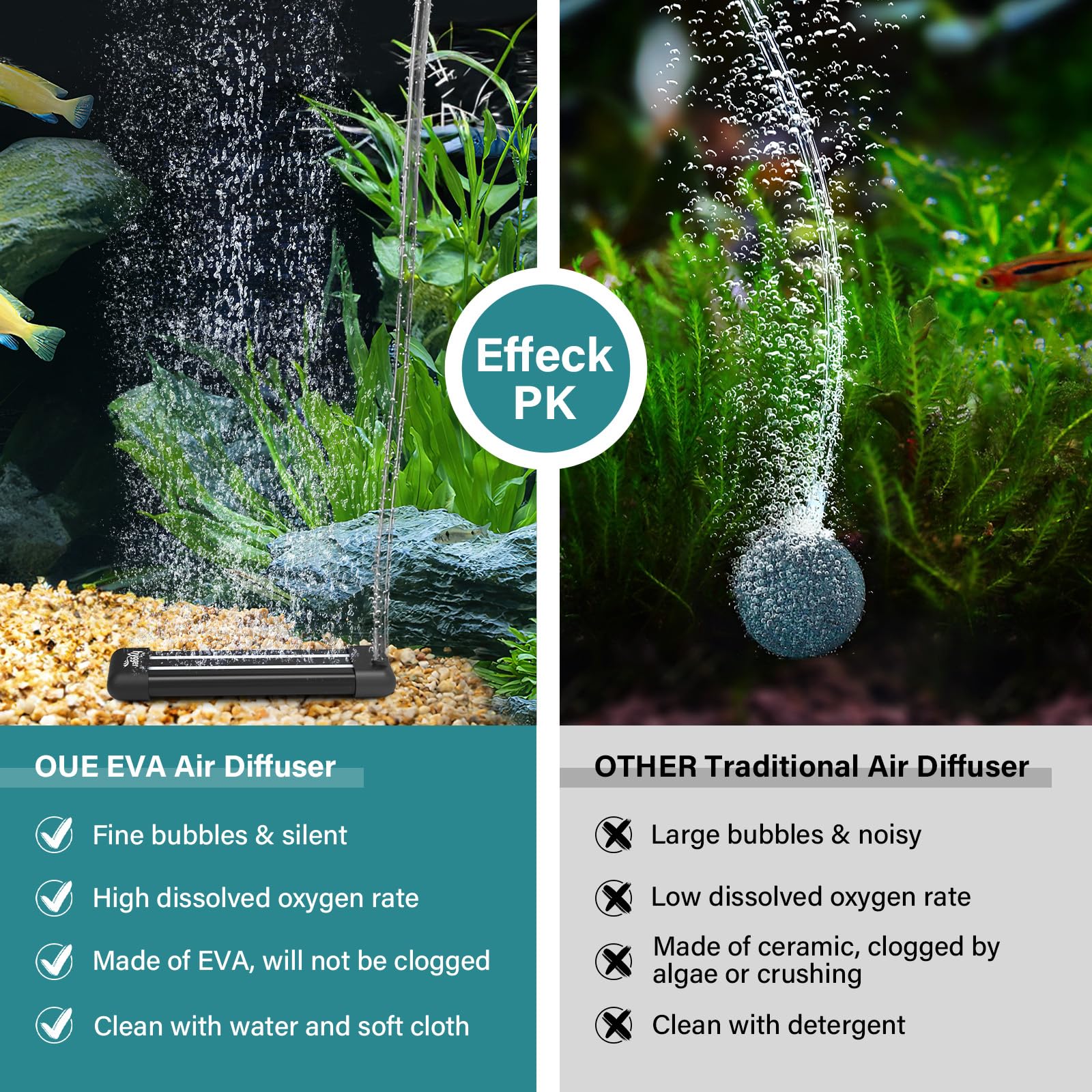 Hygger Non-Clogging Aquarium Air Stone - EVA Material Fish Tank Bubbler for Nano Air Pumps, Small Buckets & Hydroponics - Perfect for Oxygenation in Home Aquariums and Hydroponic Systems