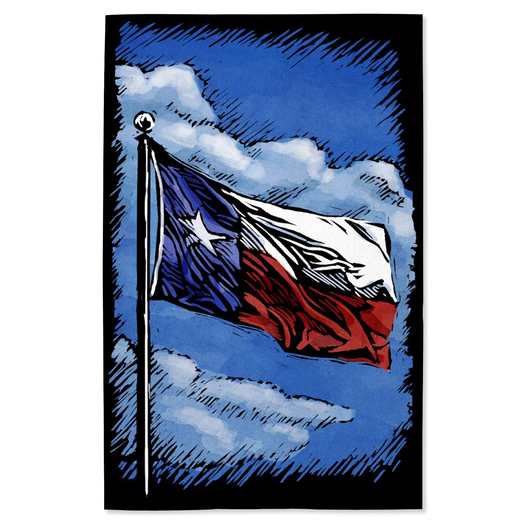 Lantern Press 16x24 Inch Texas Flag Scratchboard Giclee Art Print - Premium Wall Decor for Home, Office & Texas-Themed Room Decor