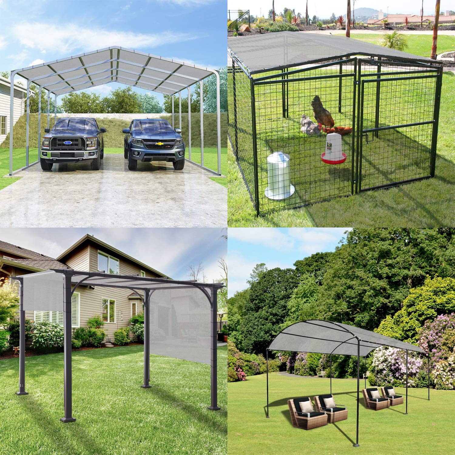 6' x 7' UV Block Sun Shade Sail Canopy Cover with Grommets & D-Rings - Light Gray Outdoor Straight Edge Sun Protection for Pergola, Backyard, Patio - Perfect for Shading Play Areas, Poolside Lounging and Garden Relaxation