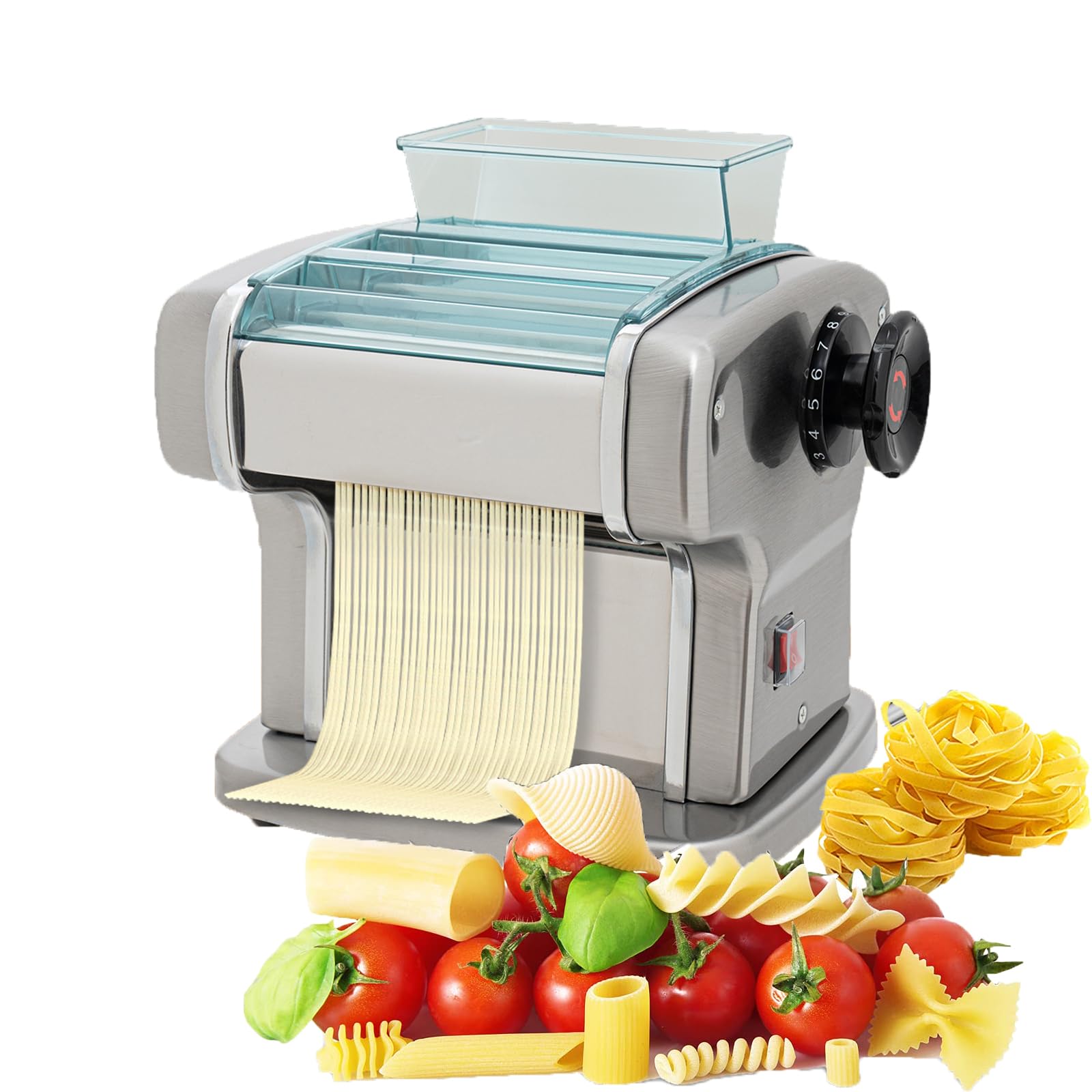 Electric Pasta Maker Machine - 9 Adjustable Thickness Settings for Homemade Pasta, Dumpling Wrappers & Italian Noodles (Spaghetti, Fettuccini, Lasagna) | Includes Cleaning Brush & Non-Slip Pads | Perfect for Italian Cuisine Lovers, Home Chefs & Family Cooking Activities