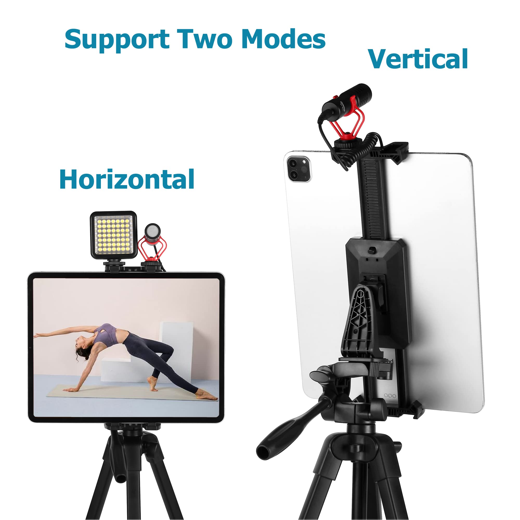 Peastrex Upgraded 360° Swivel Tablet Tripod Mount with Cold Shoe - Universal Holder for 4-15