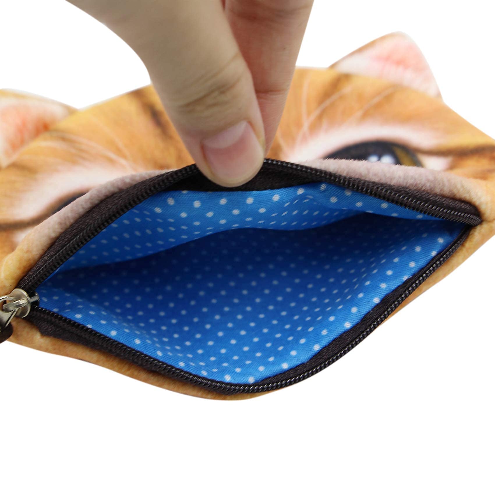 3D Plush Cat Face Coin Purse - Cute Kitty Money Bag with Tail Zipper, Yellow Wallet for Cash & Cards | Perfect for Makeup Storage, Gift Giving & Cosplay Accessories