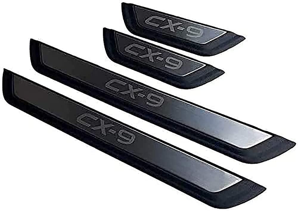 4 Pcs Stainless Steel Car Door Sill Protector for Mazda CX-9 2020 - Anti-Slip Threshold Kick Plates, Scuff Guard Accessories for Car Interior Protection & Style Enhancement