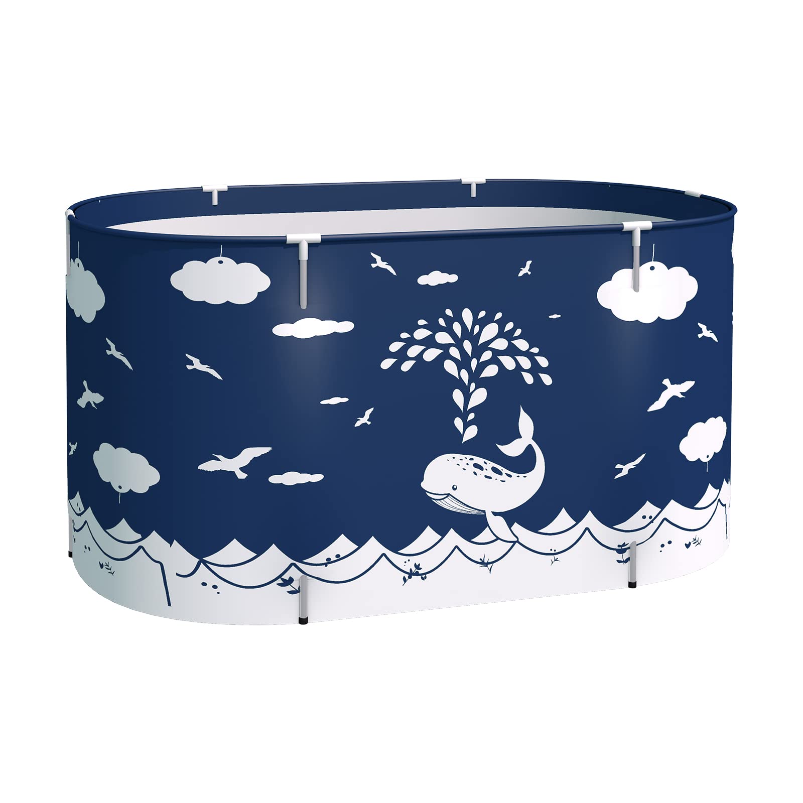 Foldable Bathtub for Adults - Portable Soaking Tub with Drain Plug, Eco-Friendly Bathing Tub for Shower Stall (Large, Blue Whale) - Perfect for Small Bathrooms, Apartments & Relaxing Spa Experience at Home
