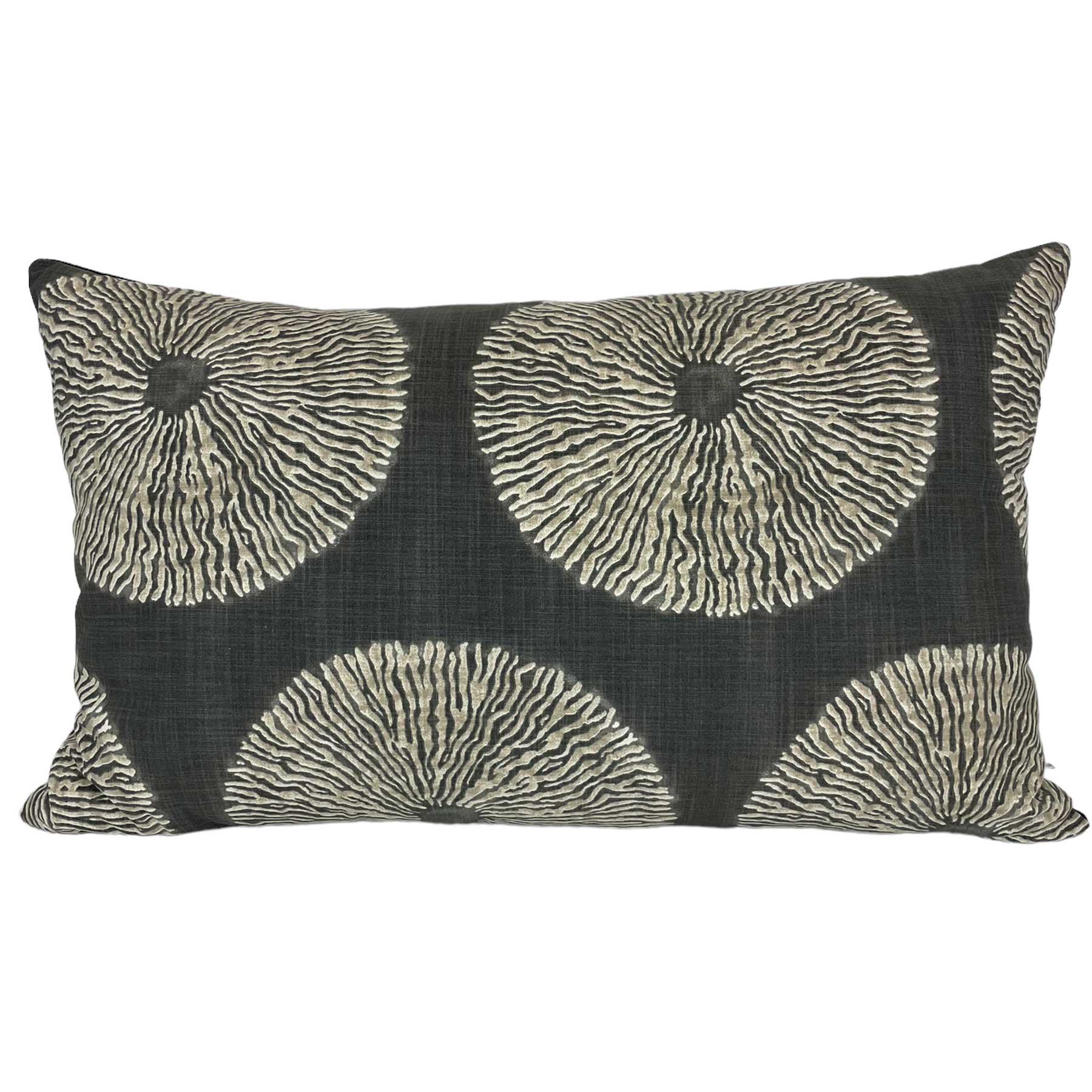Shibori Royal Charcoal Decorative Throw Pillow 19x30 - Soft Couch Pillow for Living Room, Bedroom & Outdoor Decor