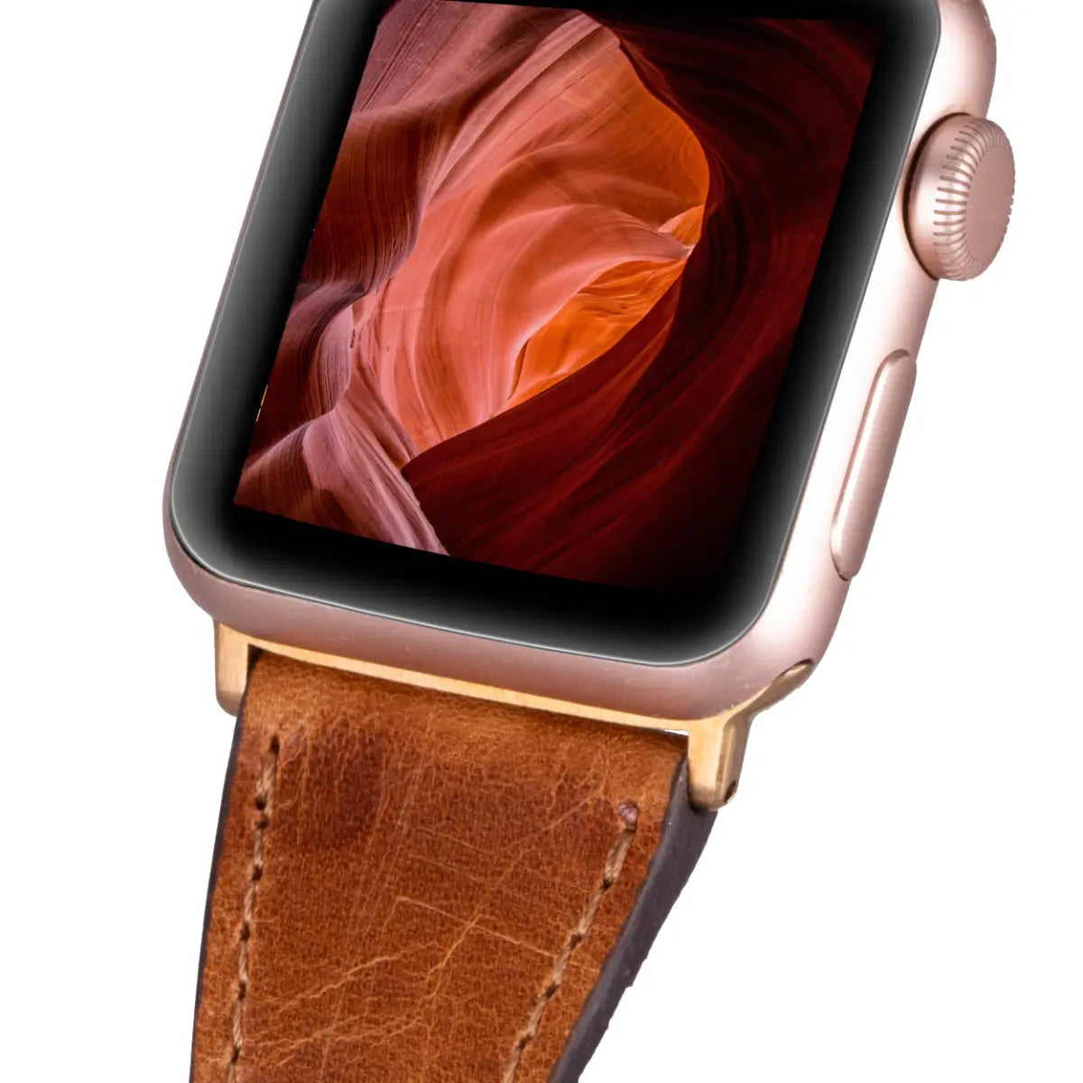 Premium Camel Brown Genuine Leather Double Tour Slim Strap for Apple Watch - Stylish & Comfortable for Everyday Wear, Workouts & Formal Occasions