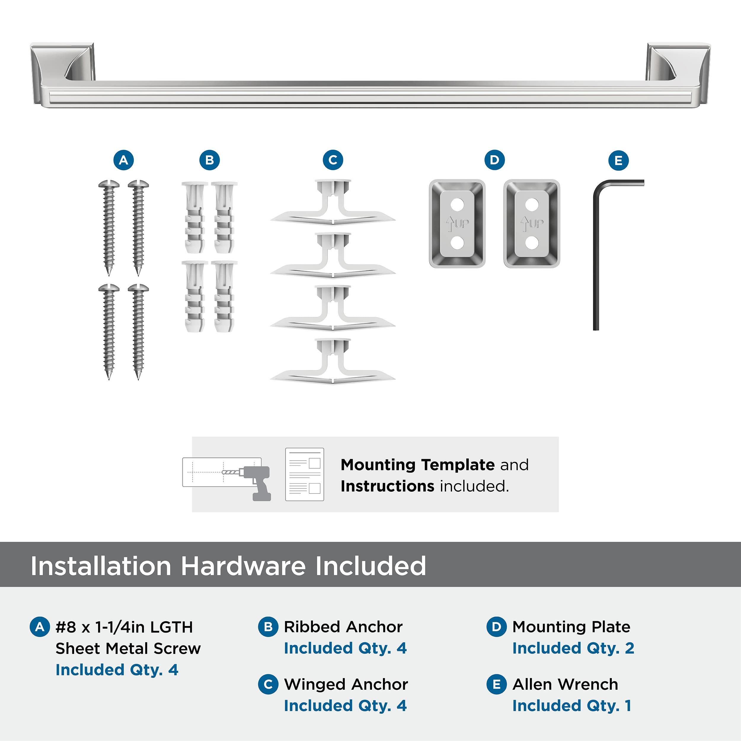 Amerock BH3602326 Chrome 18-Inch Towel Bar - Bathroom Towel Rack Holder for Showers & Powder Rooms | Mulholland Collection Bath Hardware Accessories | Durable & Stylish Bathroom Organizer