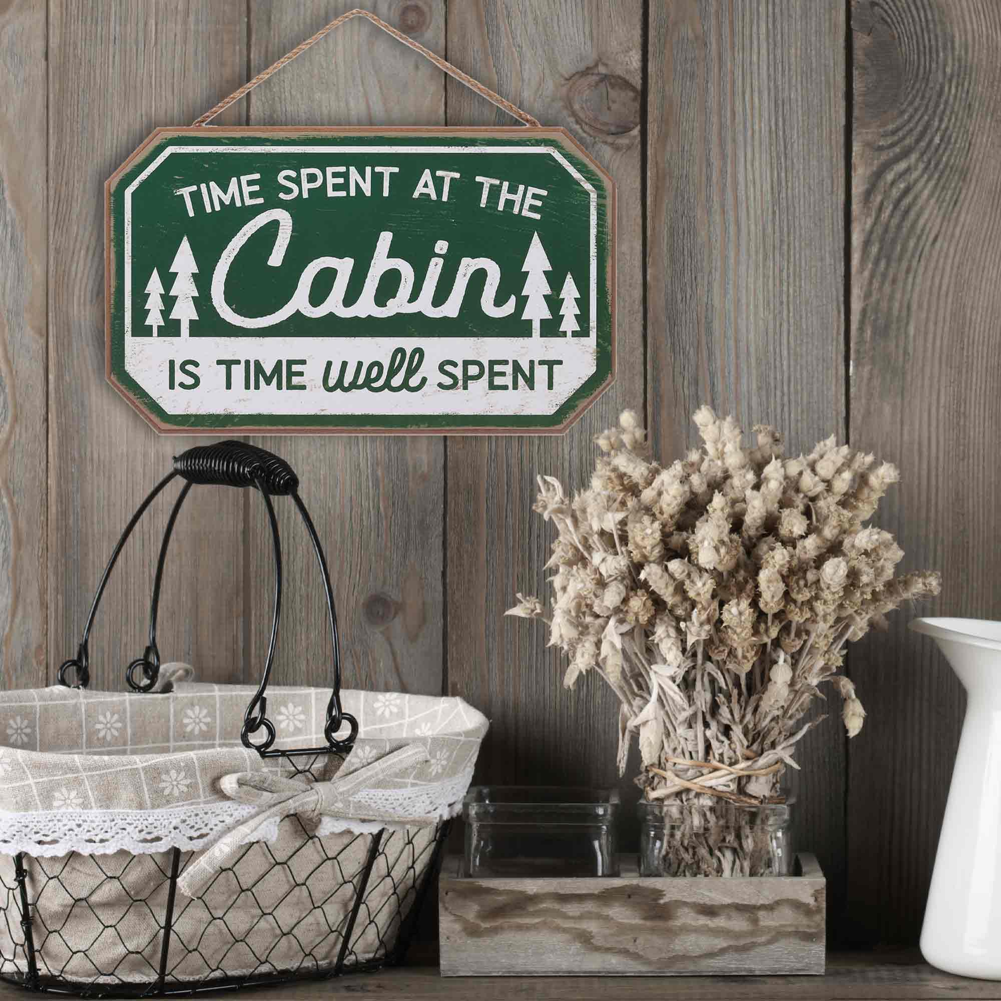 Cabin Time Well Spent Rustic Wood Wall Decor - Handcrafted Hanging Sign for Living Room, Entryway, Garage & Cabin - Perfect for Farmhouse, Lodge & Country Home Decor