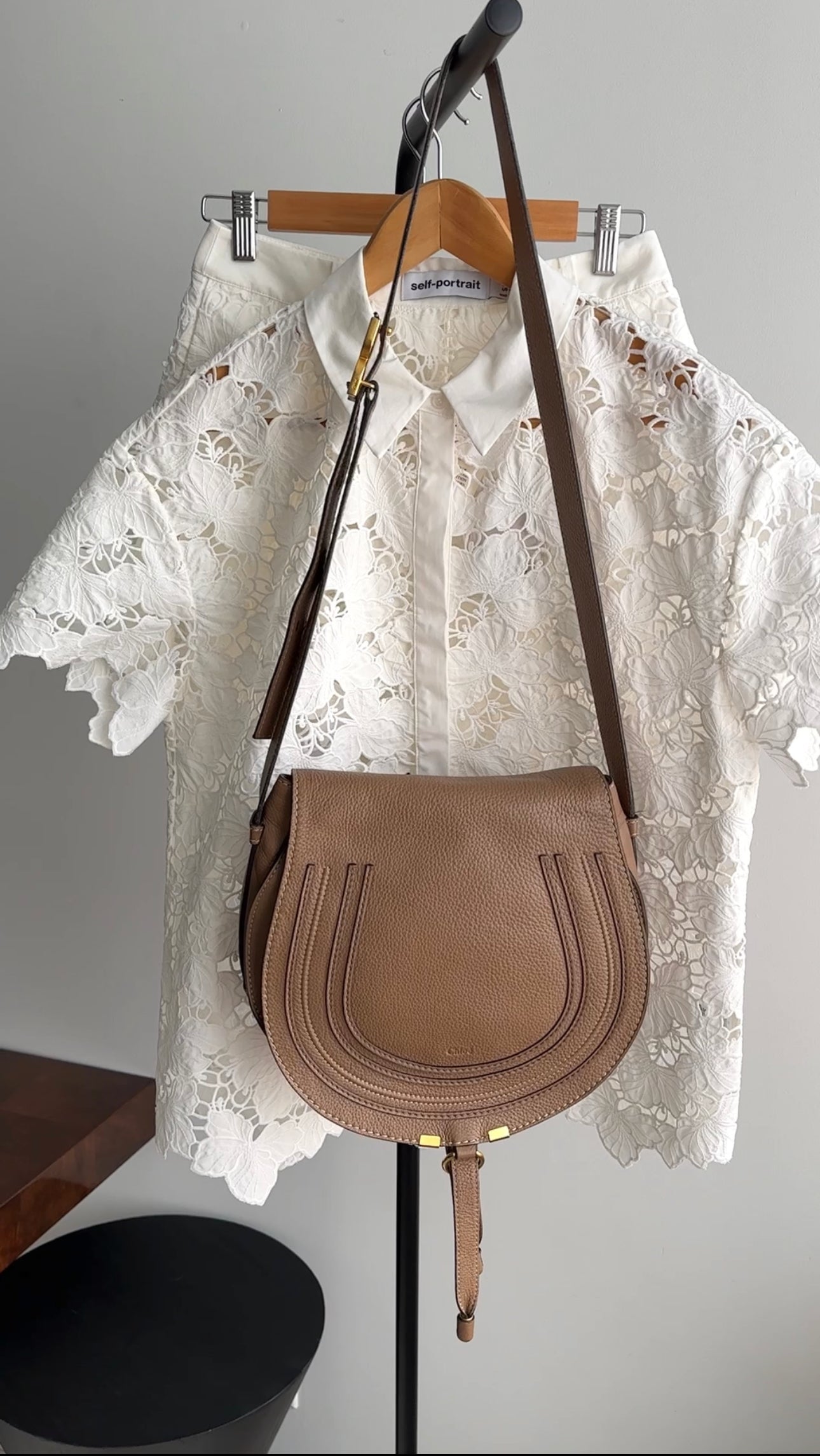 Chloe Light Brown Leather Marcie Saddle Crossbody Bag for Women - Stylish Shoulder Purse with Adjustable Strap, Perfect for Work, Travel & Everyday Use